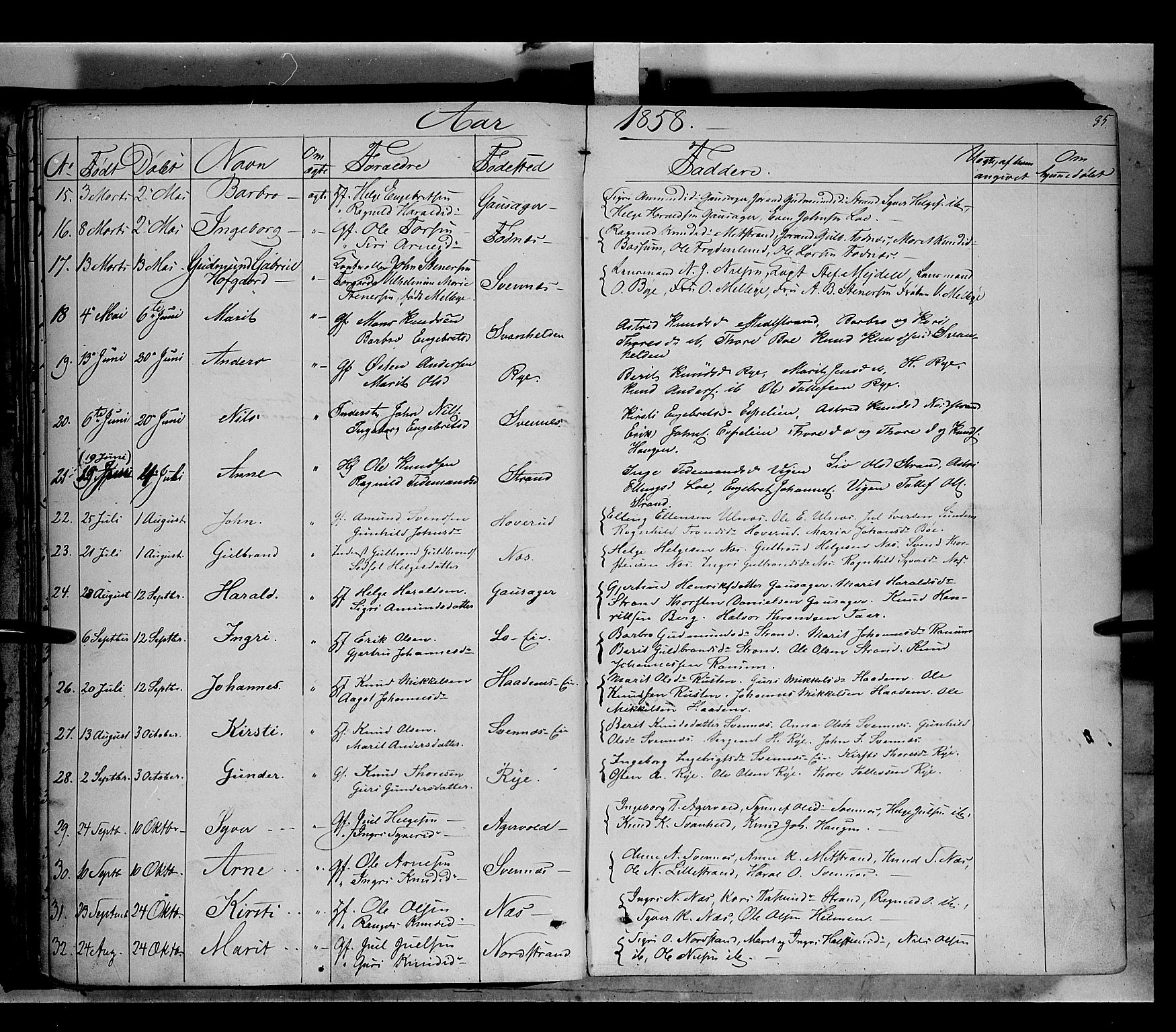 Nord-Aurdal prestekontor, AV/SAH-PREST-132/H/Ha/Haa/L0005: Parish register (official) no. 5, 1842-1863, p. 35