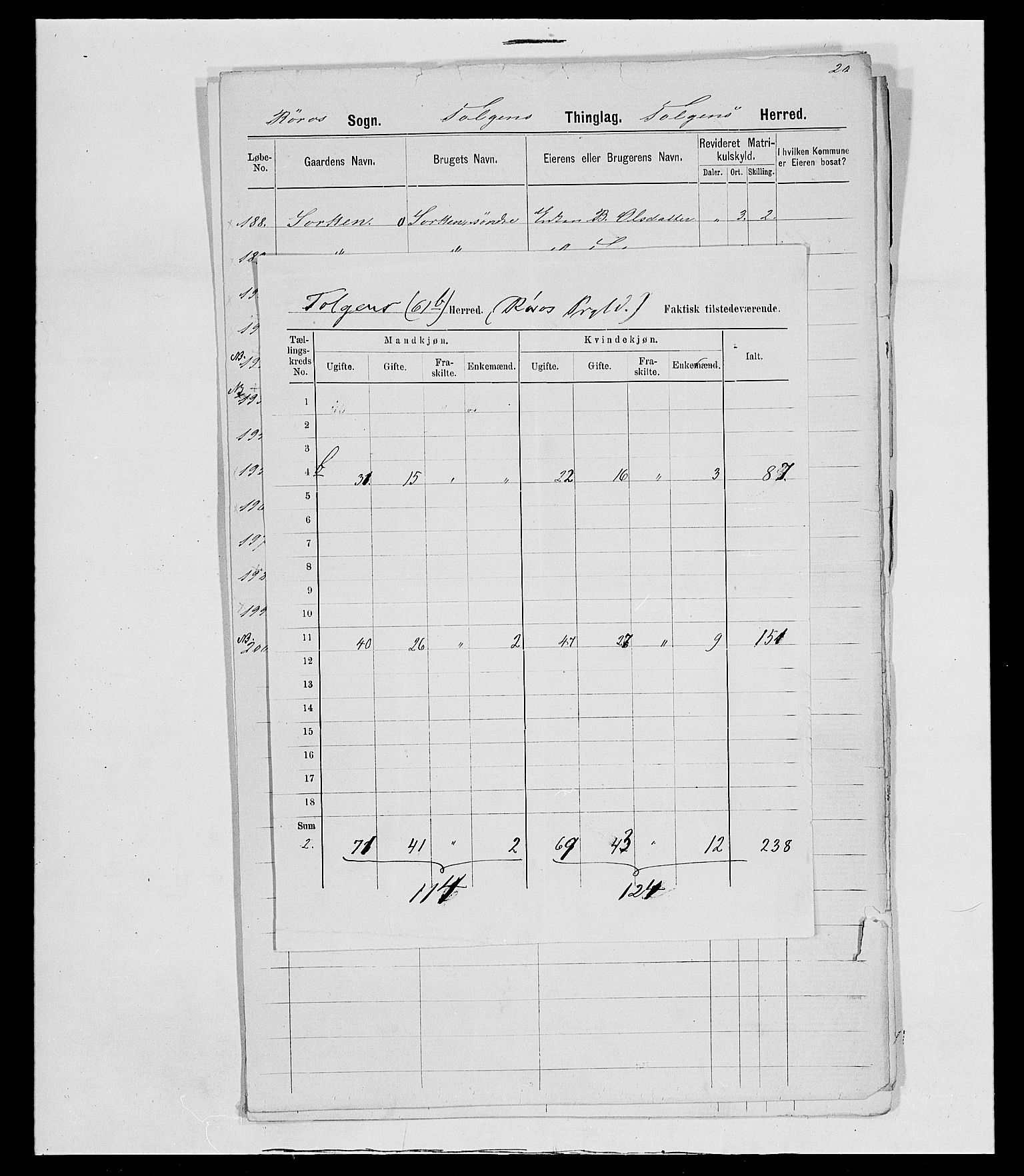 SAH, 1875 census for 0436P Tolga, 1875, p. 198