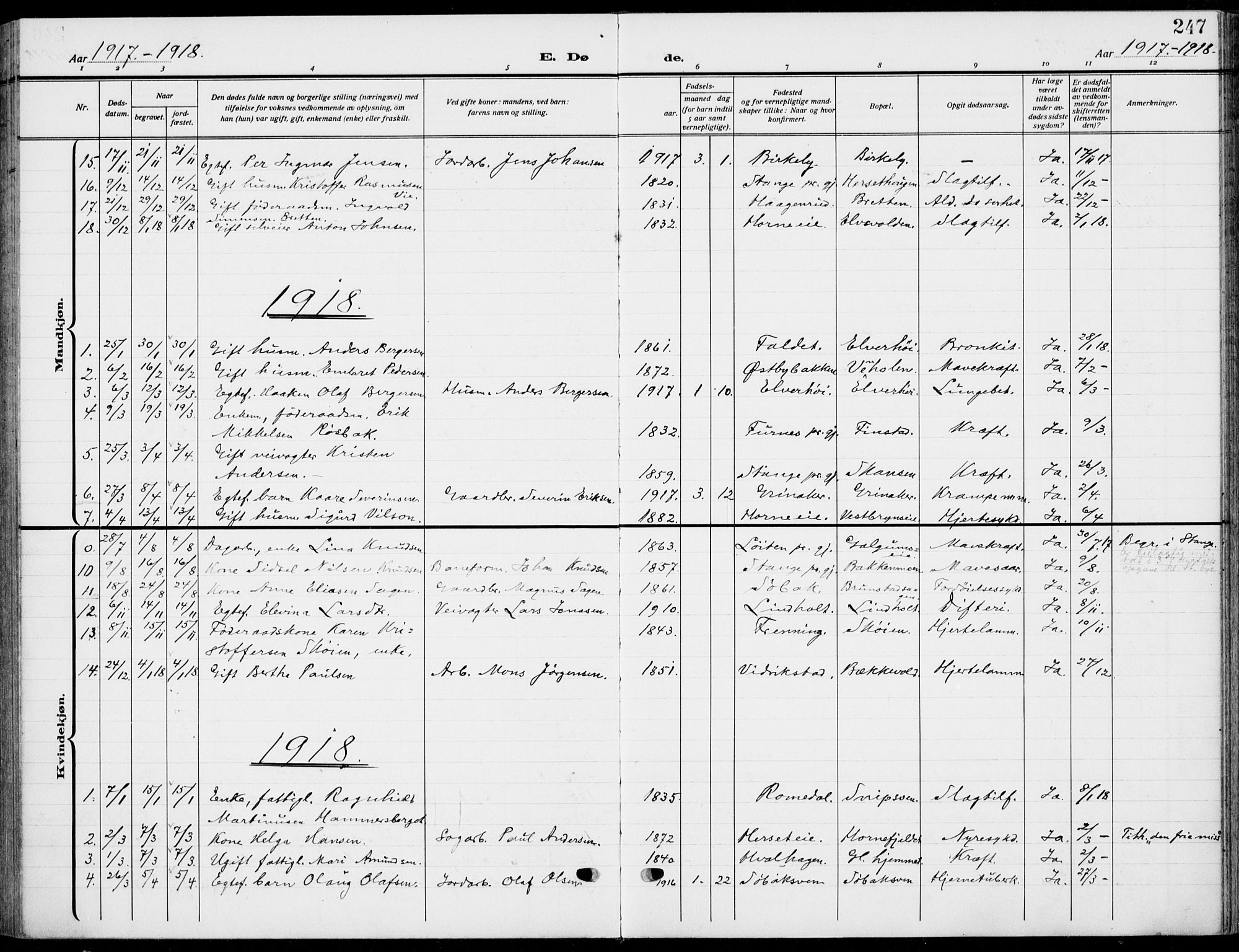 Romedal prestekontor, SAH/PREST-004/K/L0012: Parish register (official) no. 12, 1913-1935, p. 247