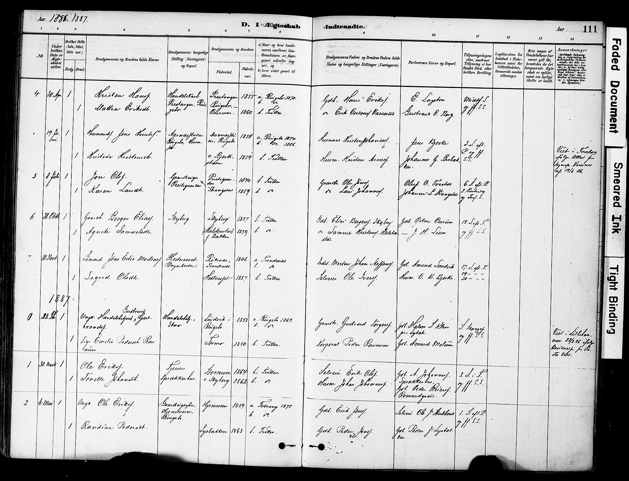 Øyer prestekontor, SAH/PREST-084/H/Ha/Haa/L0009: Parish register (official) no. 9, 1878-1893, p. 111