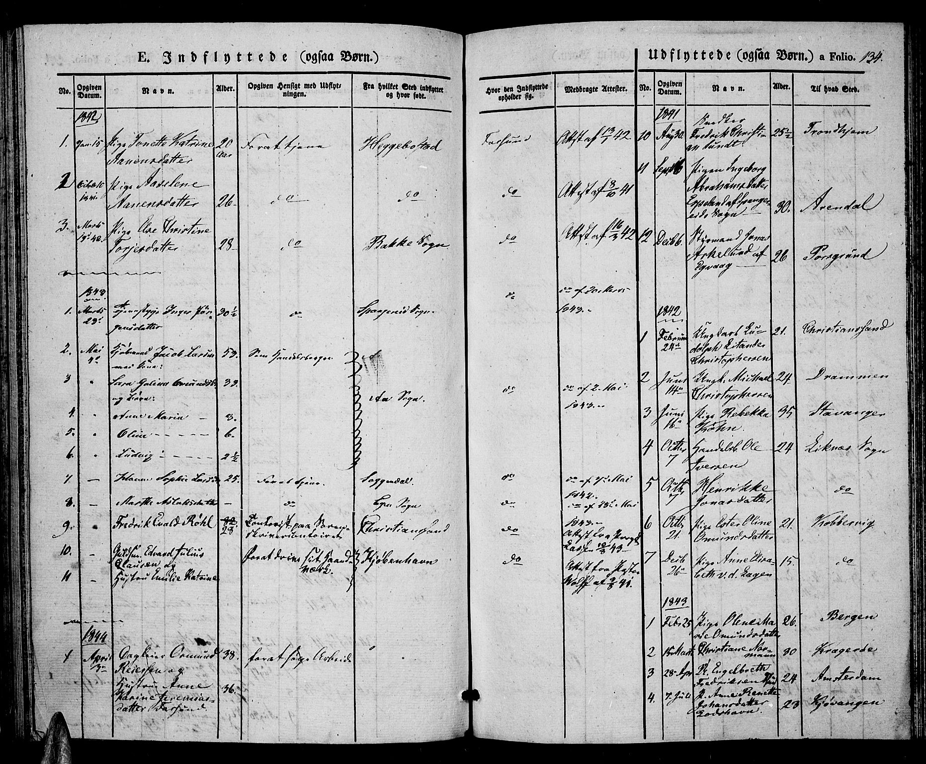 Farsund sokneprestkontor, AV/SAK-1111-0009/F/Fa/L0003: Parish register (official) no. A 3, 1836-1846, p. 134