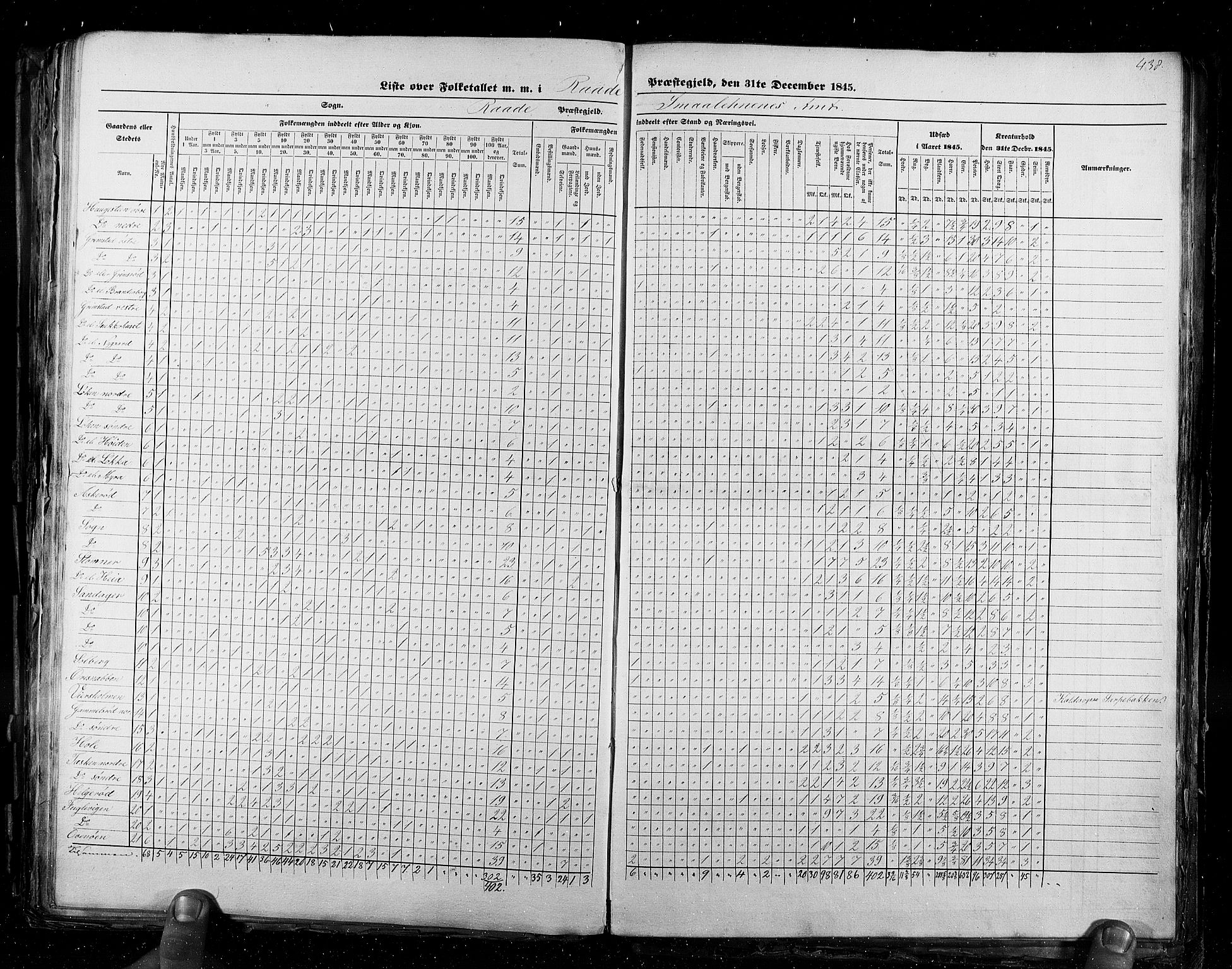 RA, Census 1845, vol. 2: Smålenenes amt og Akershus amt, 1845, p. 438