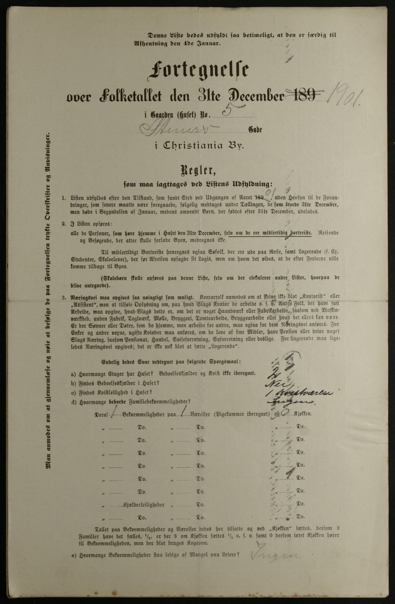 OBA, Municipal Census 1901 for Kristiania, 1901, p. 15565