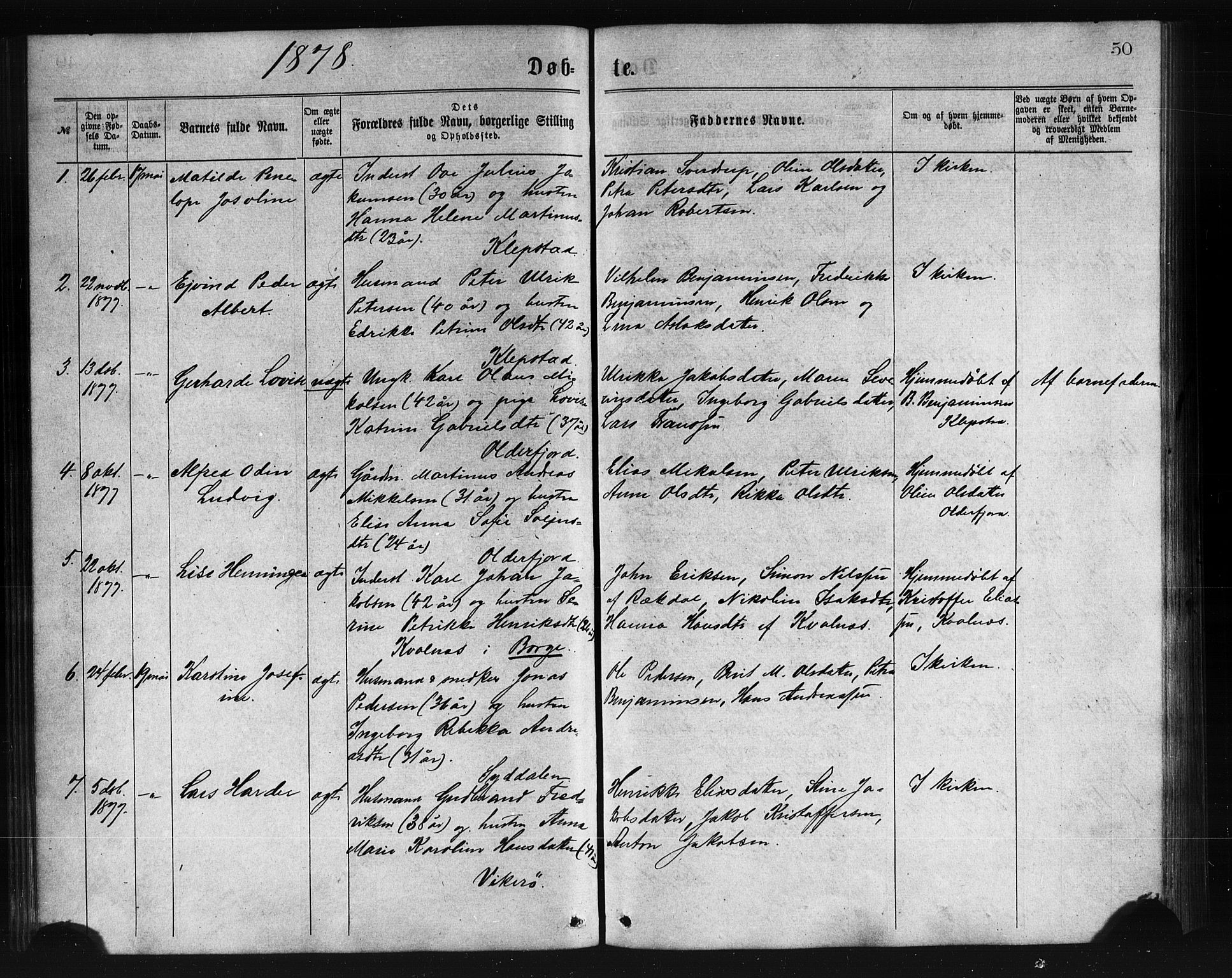 Ministerialprotokoller, klokkerbøker og fødselsregistre - Nordland, SAT/A-1459/876/L1096: Parish register (official) no. 876A02, 1870-1886, p. 50