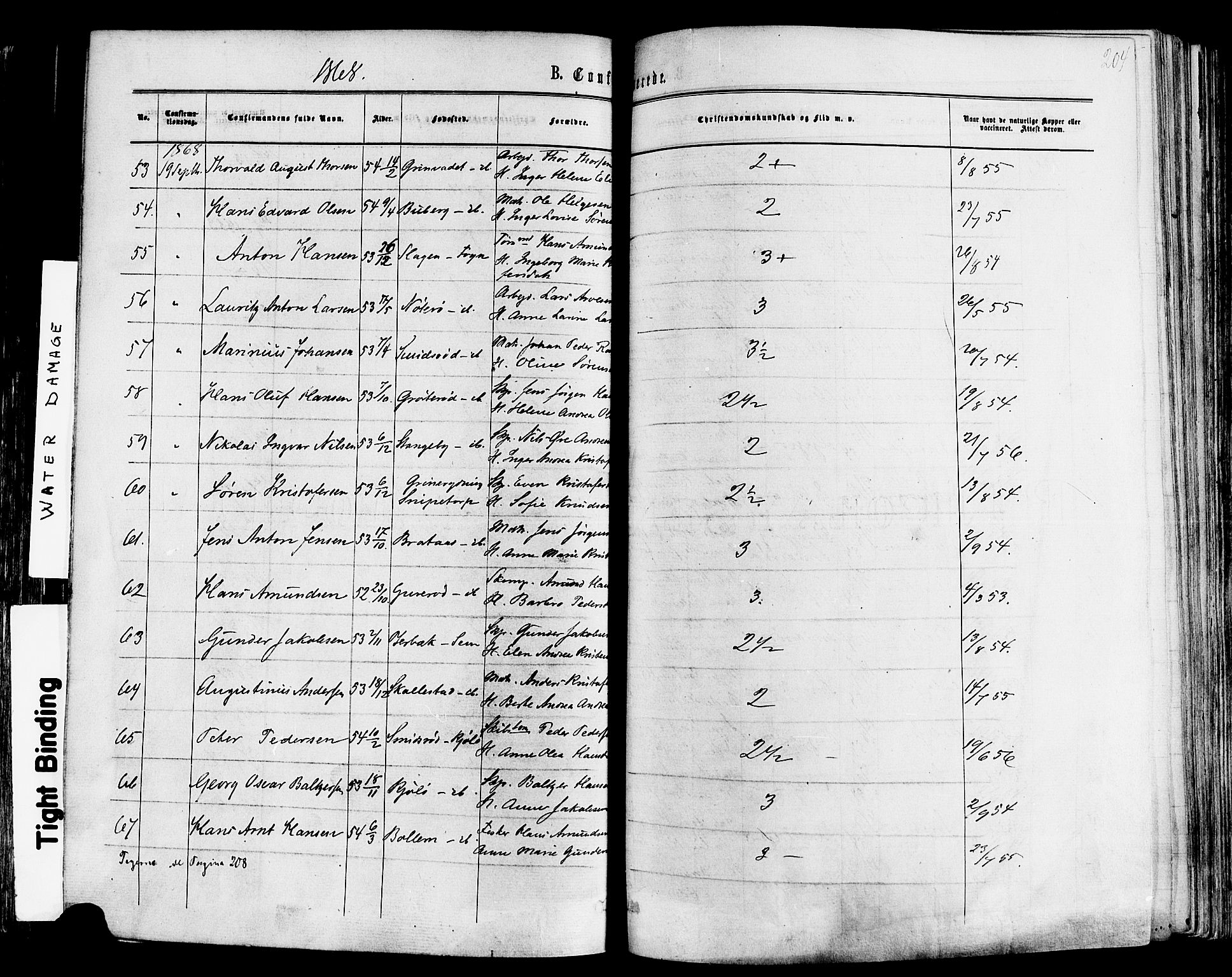 Nøtterøy kirkebøker, AV/SAKO-A-354/F/Fa/L0007: Parish register (official) no. I 7, 1865-1877, p. 204