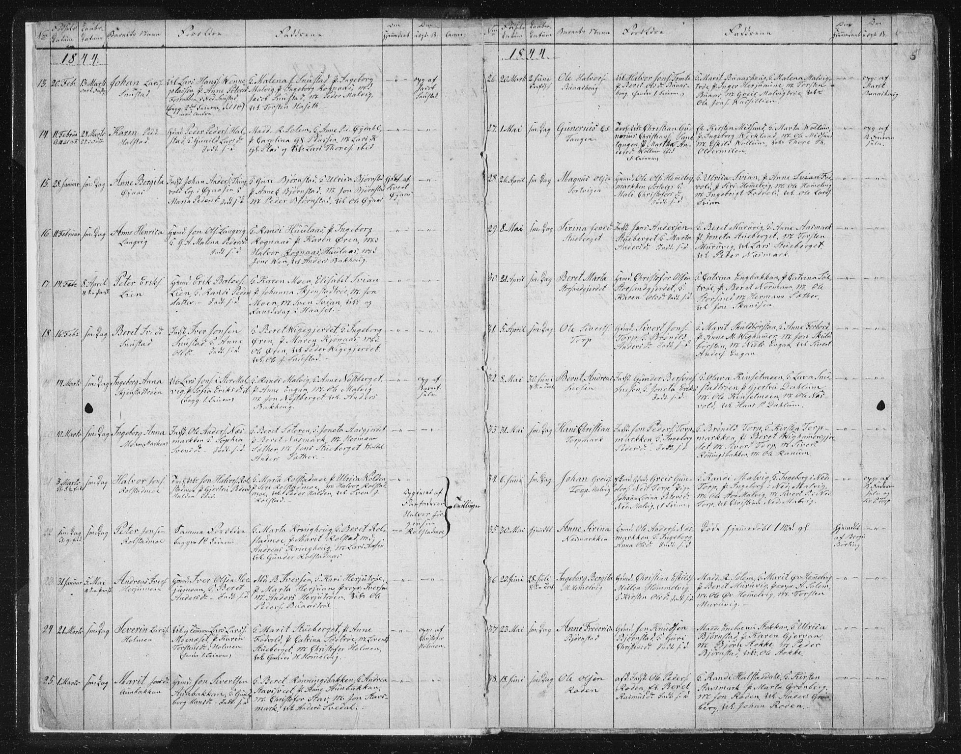 Ministerialprotokoller, klokkerbøker og fødselsregistre - Sør-Trøndelag, SAT/A-1456/616/L0406: Parish register (official) no. 616A03, 1843-1879, p. 5