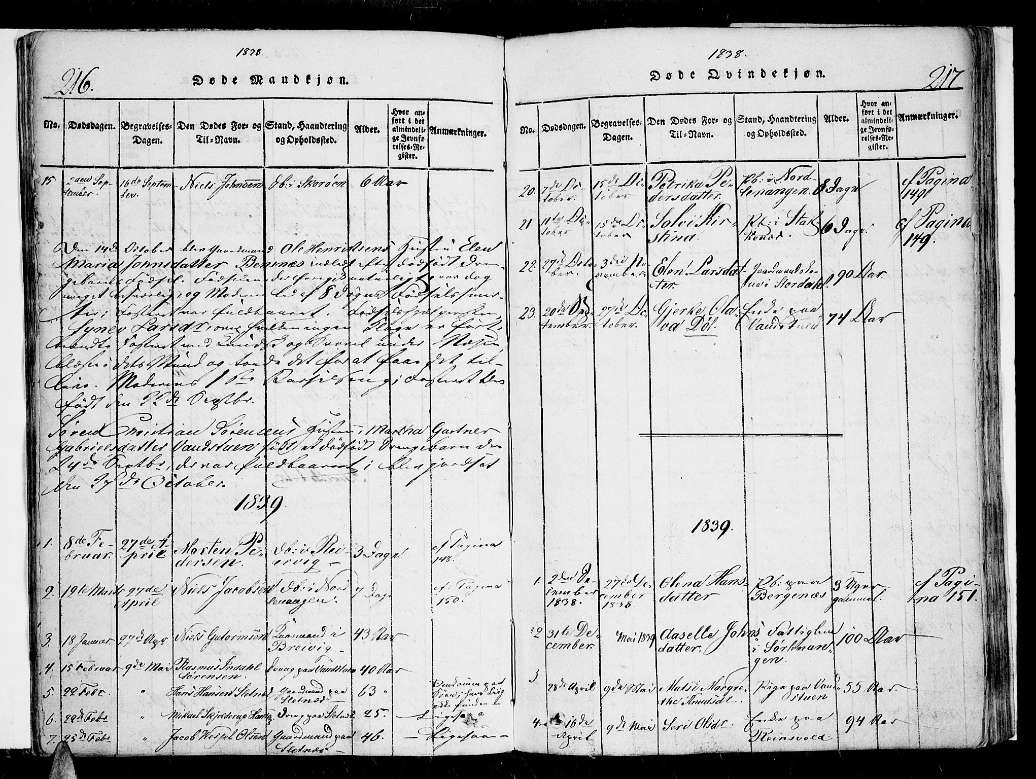 Karlsøy sokneprestembete, SATØ/S-1299/H/Ha/Haa/L0002kirke: Parish register (official) no. 2, 1823-1842, p. 216-217