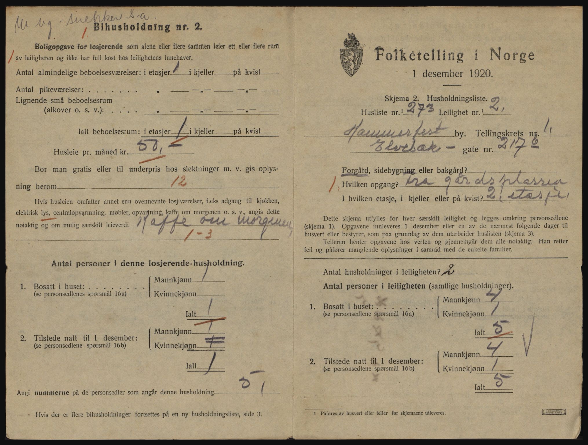 SATØ, 1920 census for Hammerfest, 1920, p. 1846