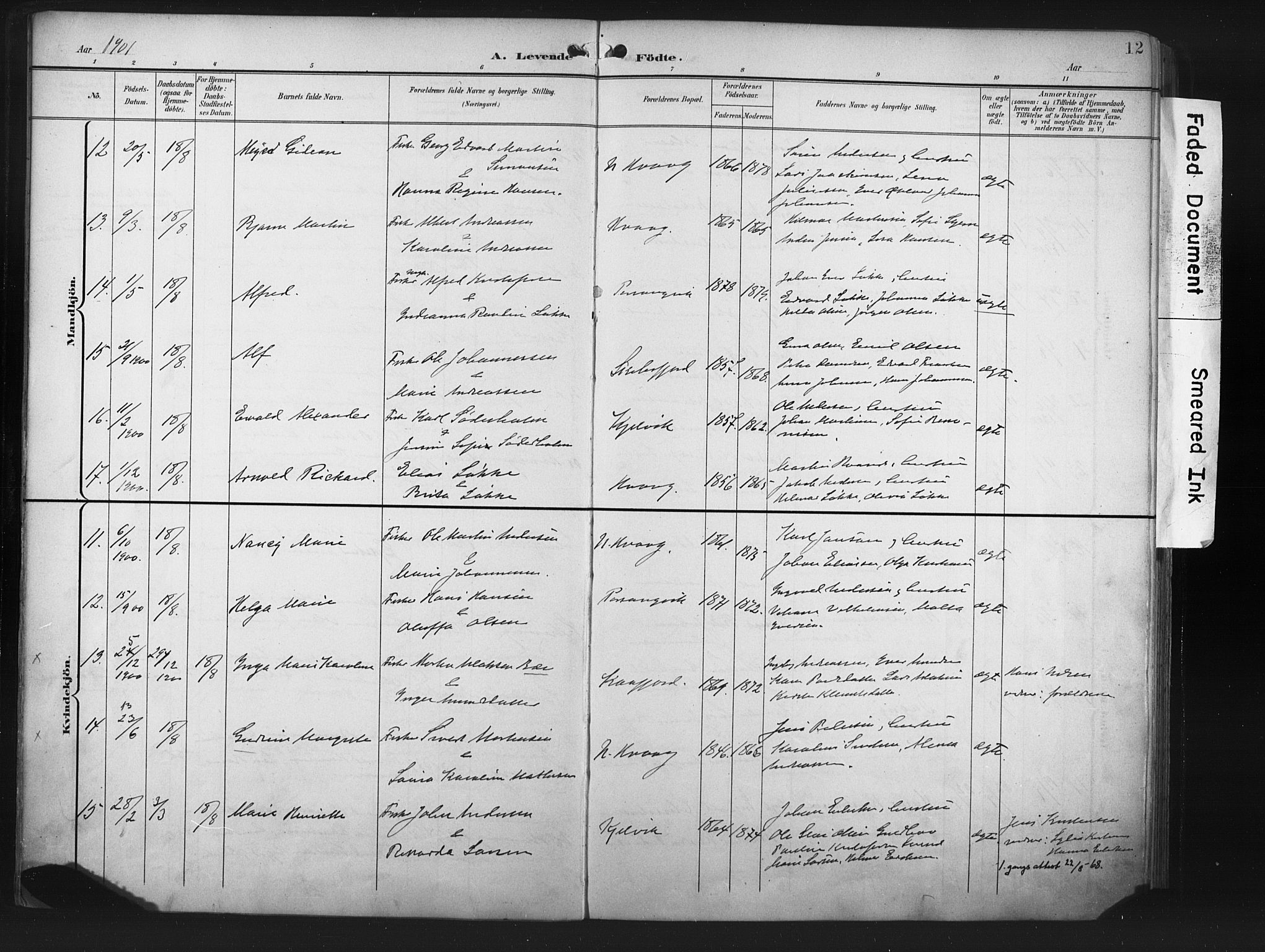 Måsøy sokneprestkontor, AV/SATØ-S-1348/H/Ha/L0008kirke: Parish register (official) no. 8, 1900-1910, p. 12