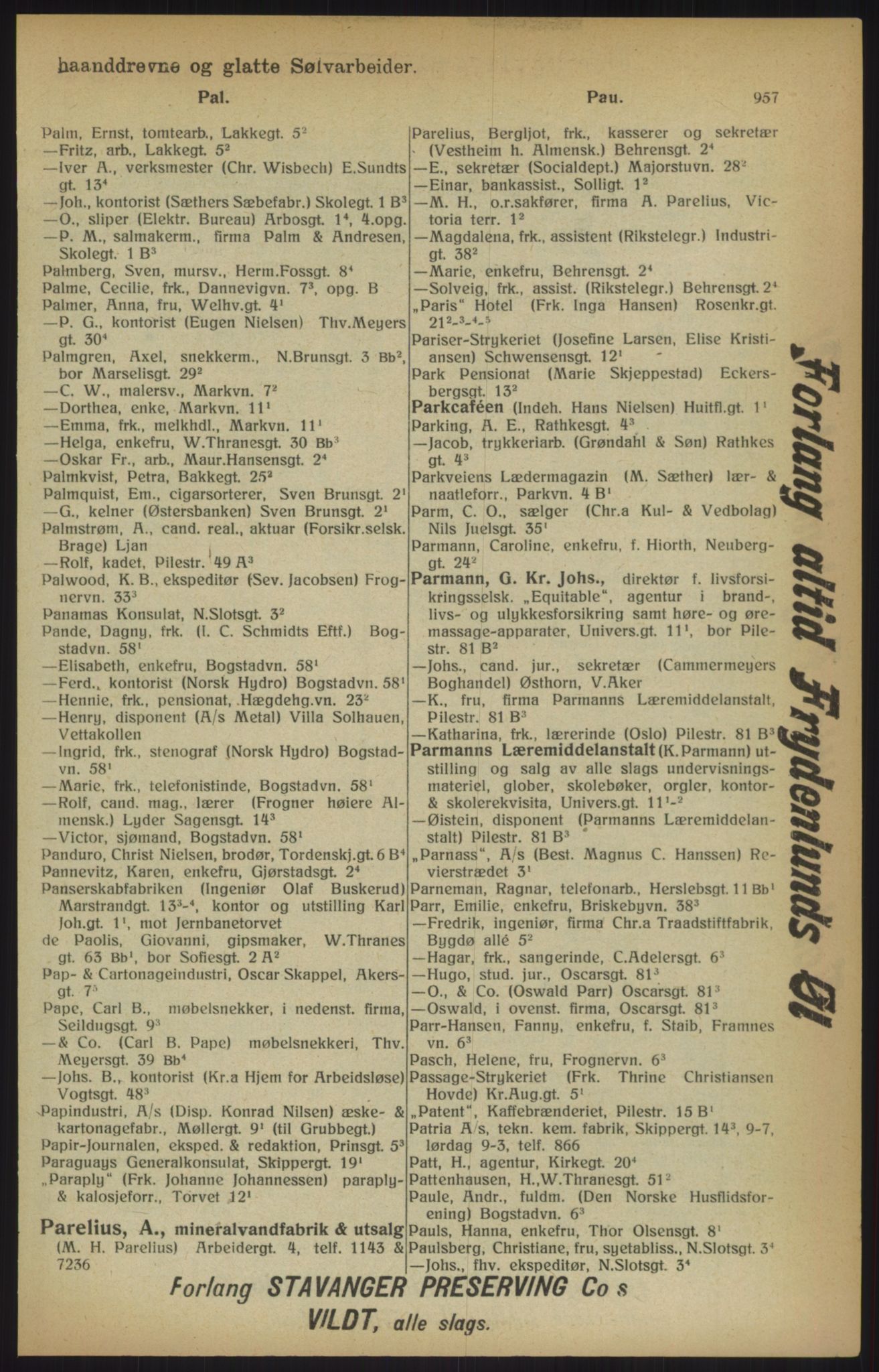 Kristiania/Oslo adressebok, PUBL/-, 1915, p. 957