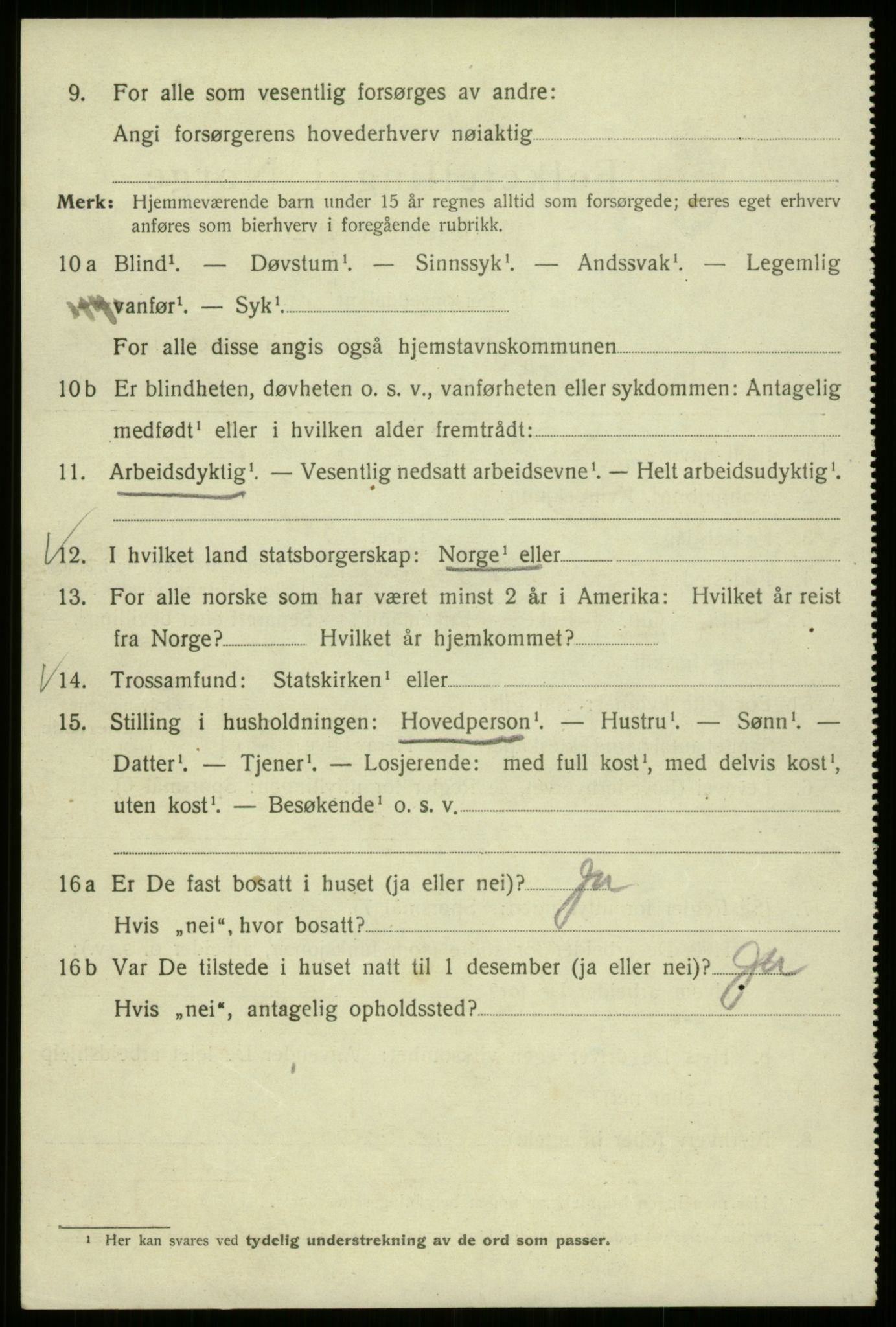 SAB, 1920 census for Bergen, 1920, p. 190553