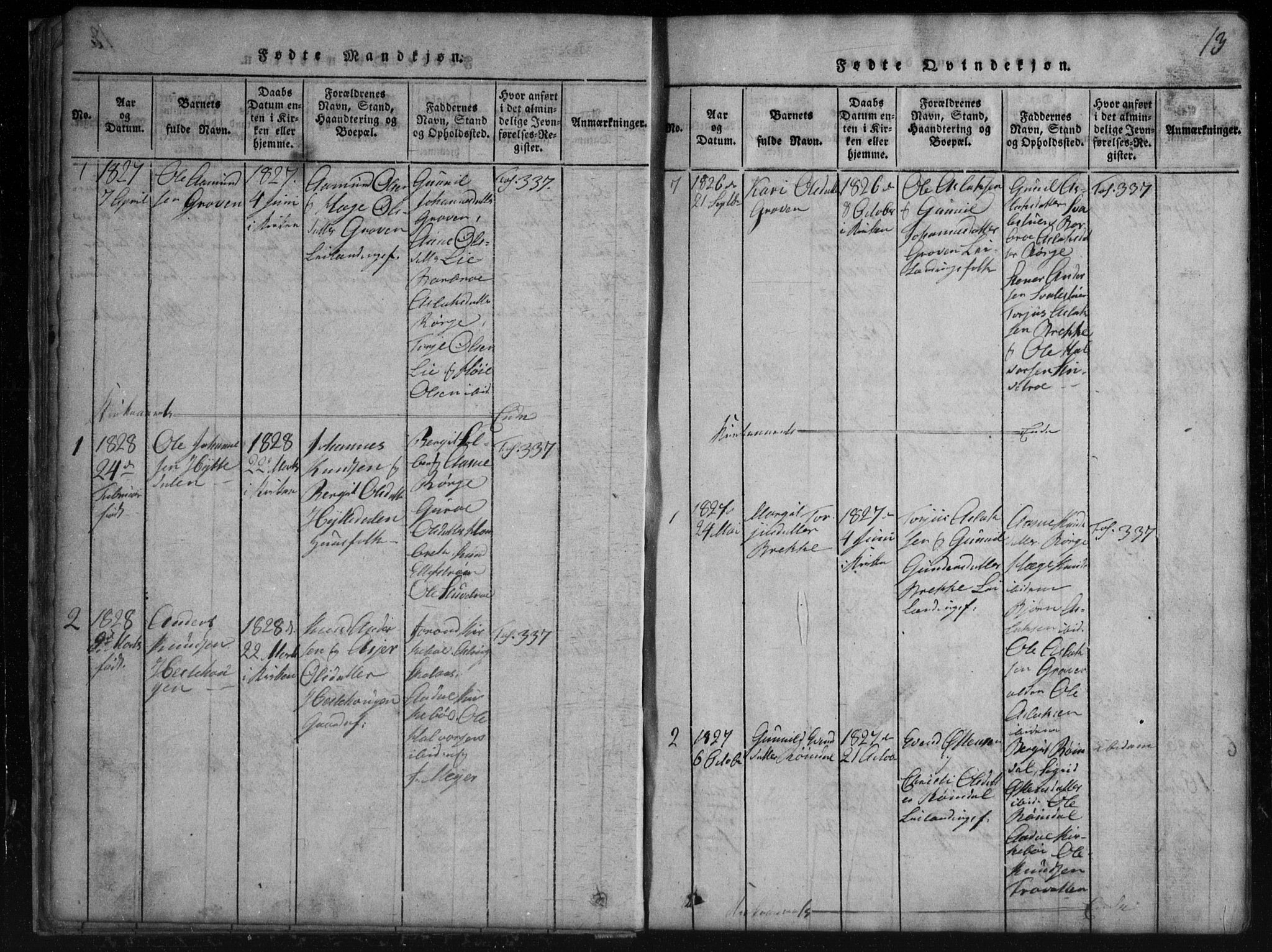 Rauland kirkebøker, SAKO/A-292/G/Gb/L0001: Parish register (copy) no. II 1, 1815-1886, p. 13