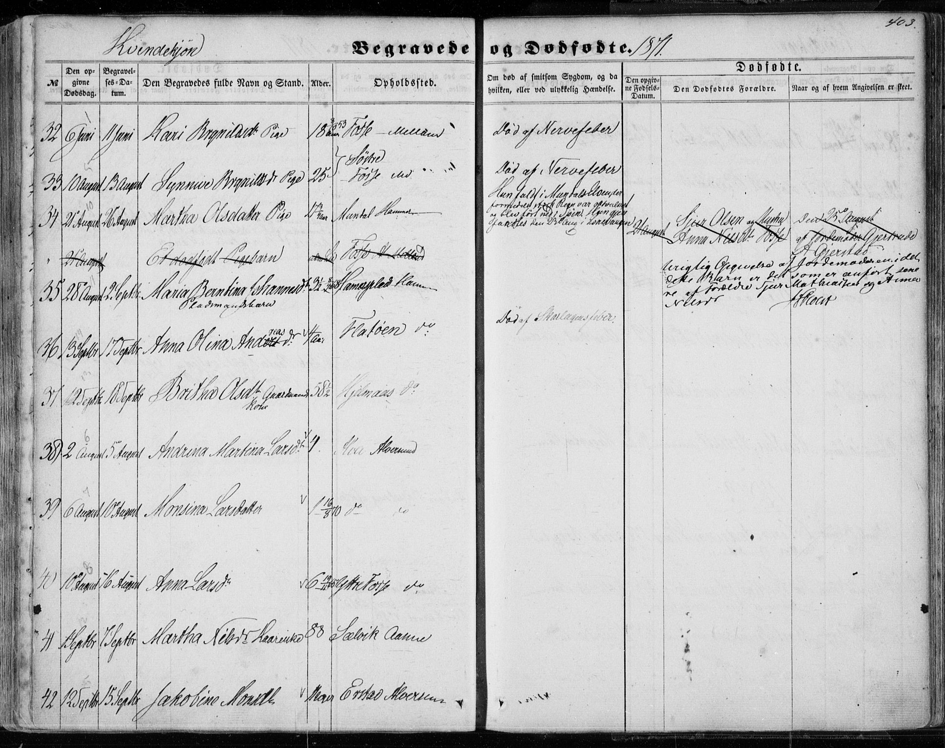 Hamre sokneprestembete, SAB/A-75501/H/Ha/Haa/Haaa/L0014: Parish register (official) no. A 14, 1858-1872, p. 403