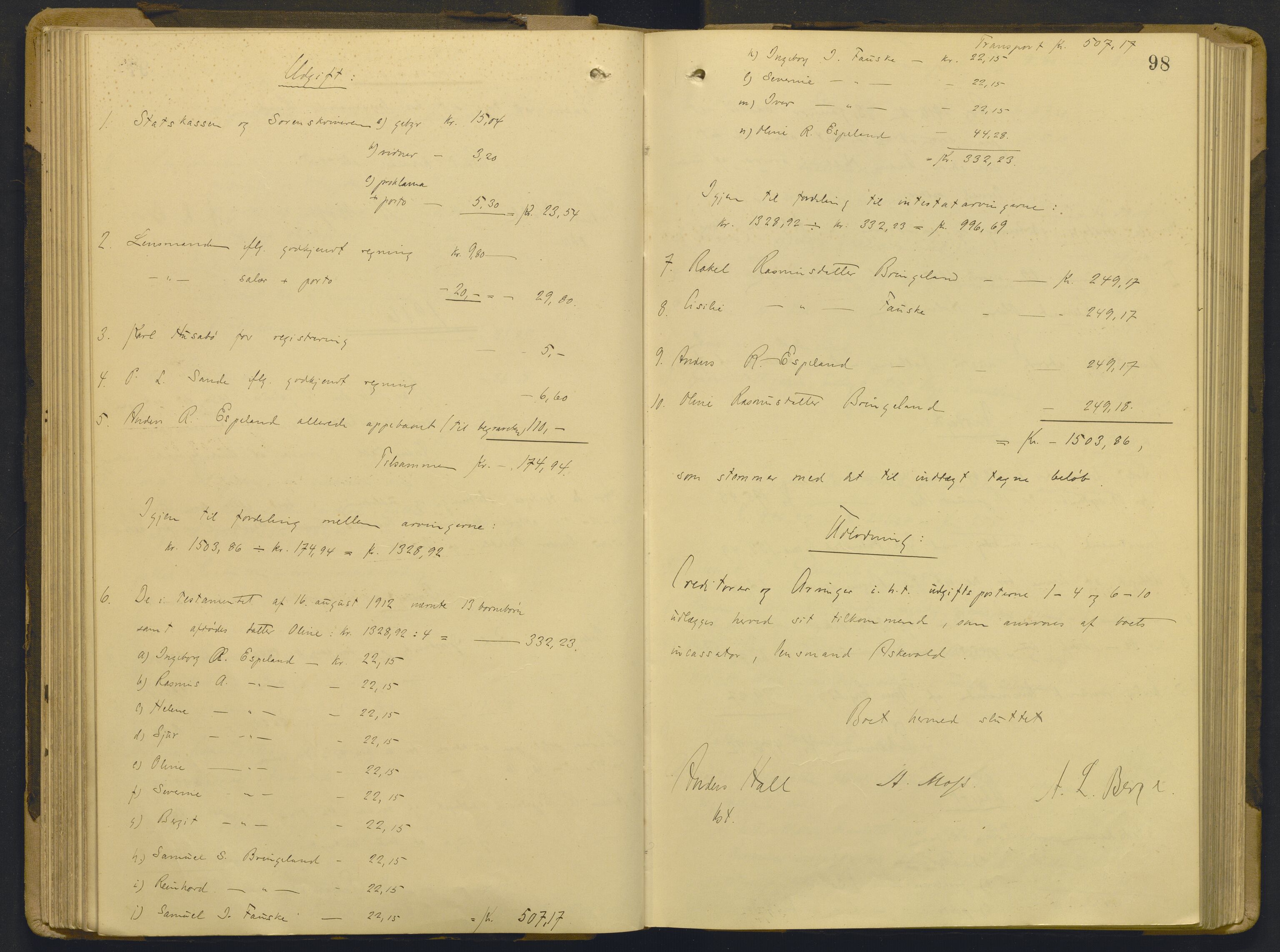 Sunnfjord tingrett, AV/SAB-A-3201/1/H/Hd/L0011: Skifteutlodningsprotokoll, 1914-1920, p. 97b-98a