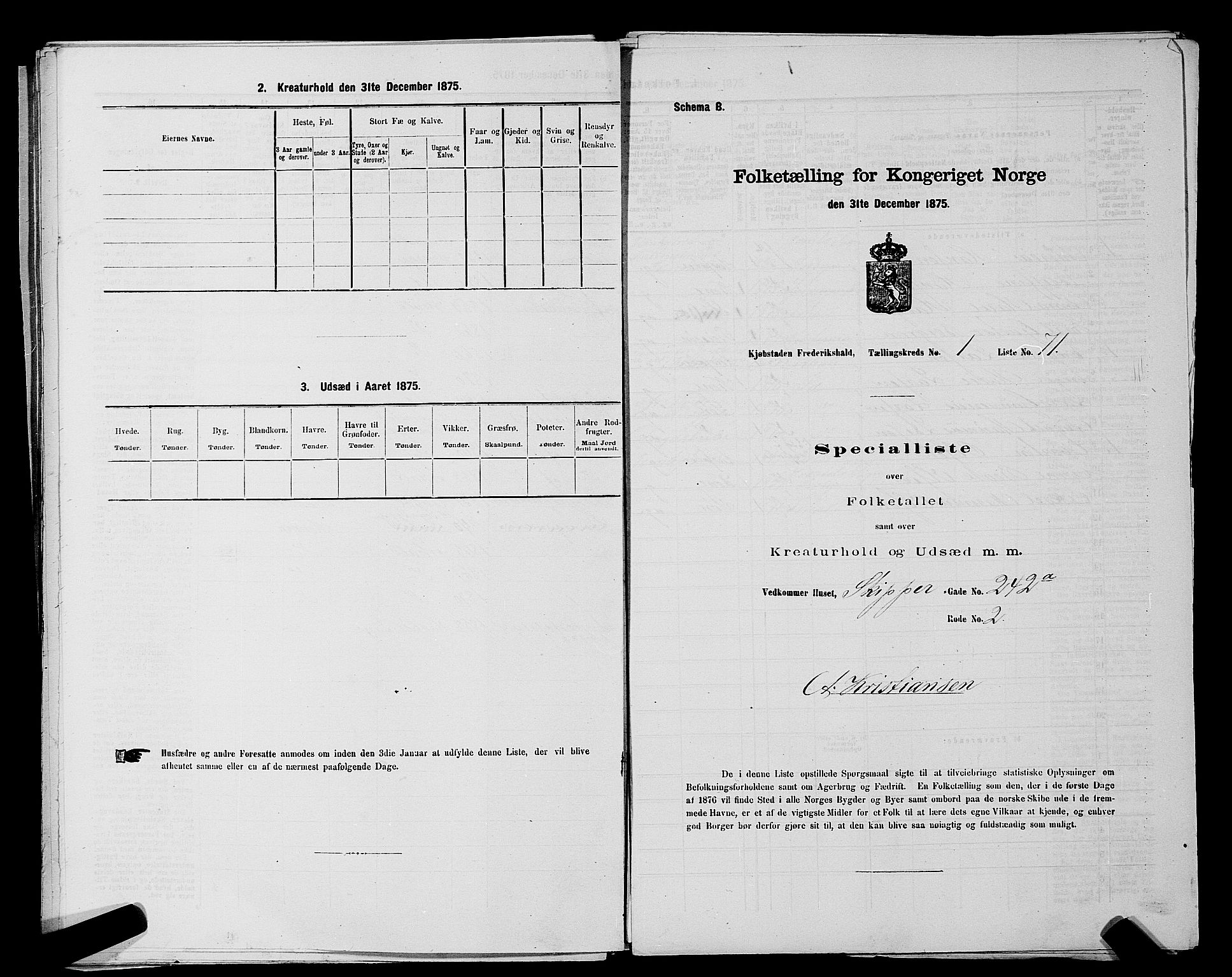 RA, 1875 census for 0101P Fredrikshald, 1875, p. 167