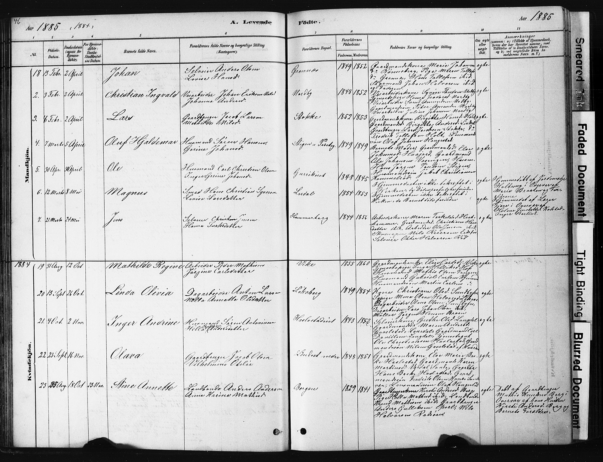 Hof kirkebøker, AV/SAKO-A-64/G/Ga/L0004: Parish register (copy) no. I 4, 1878-1930, p. 46