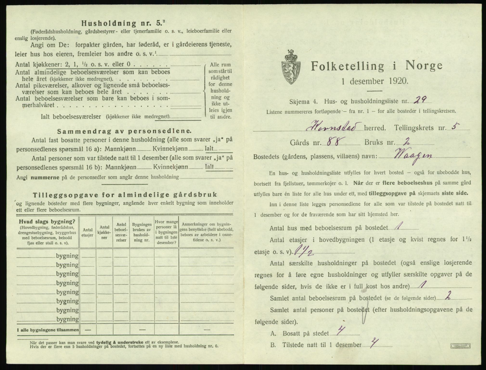 SAT, 1920 census for Kornstad, 1920, p. 421