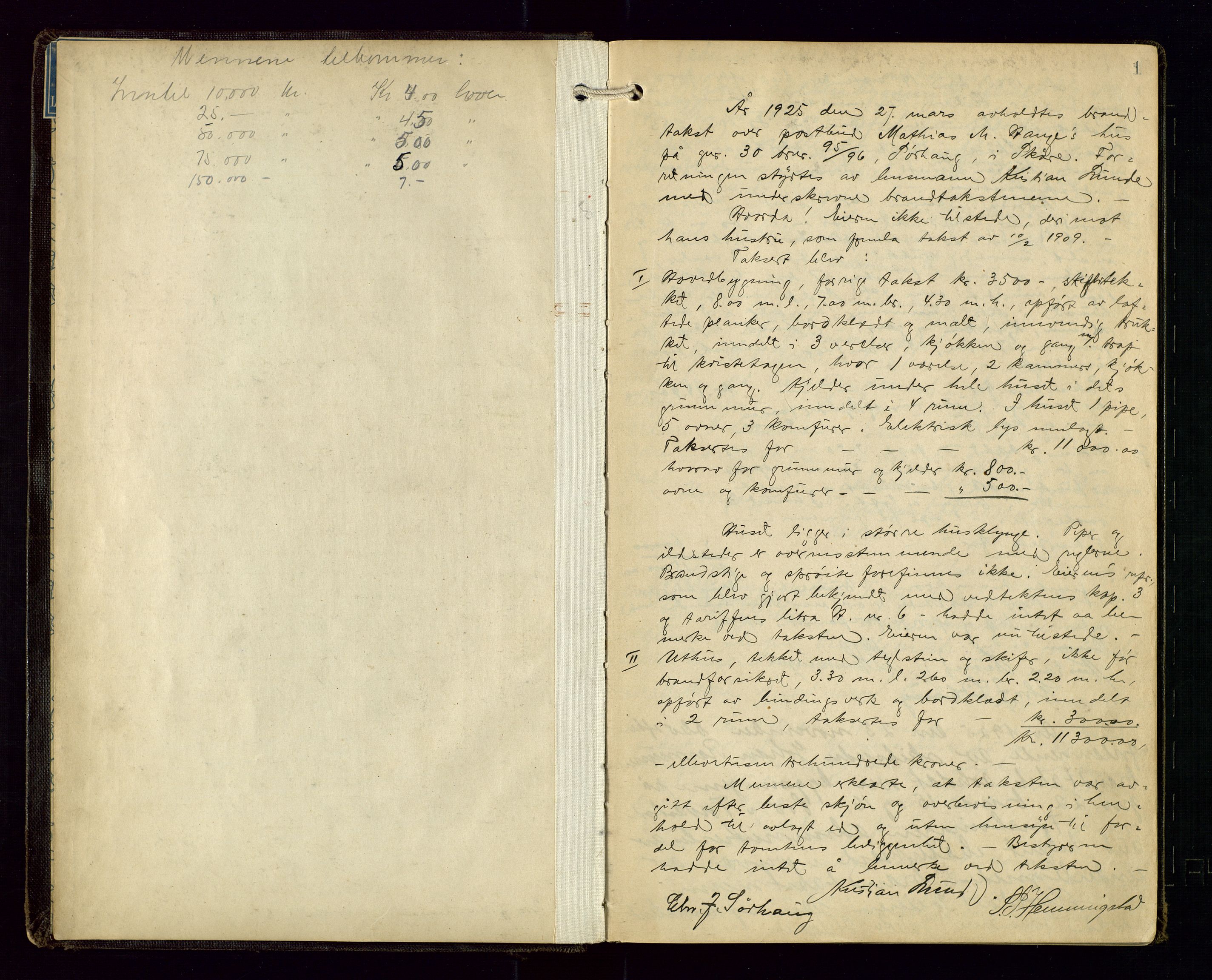 Torvestad lensmannskontor, AV/SAST-A-100307/1/Goa/L0004: "Brandtakstsprotokoll for lensmannen i Torvastad", 1925-1934, p. 1