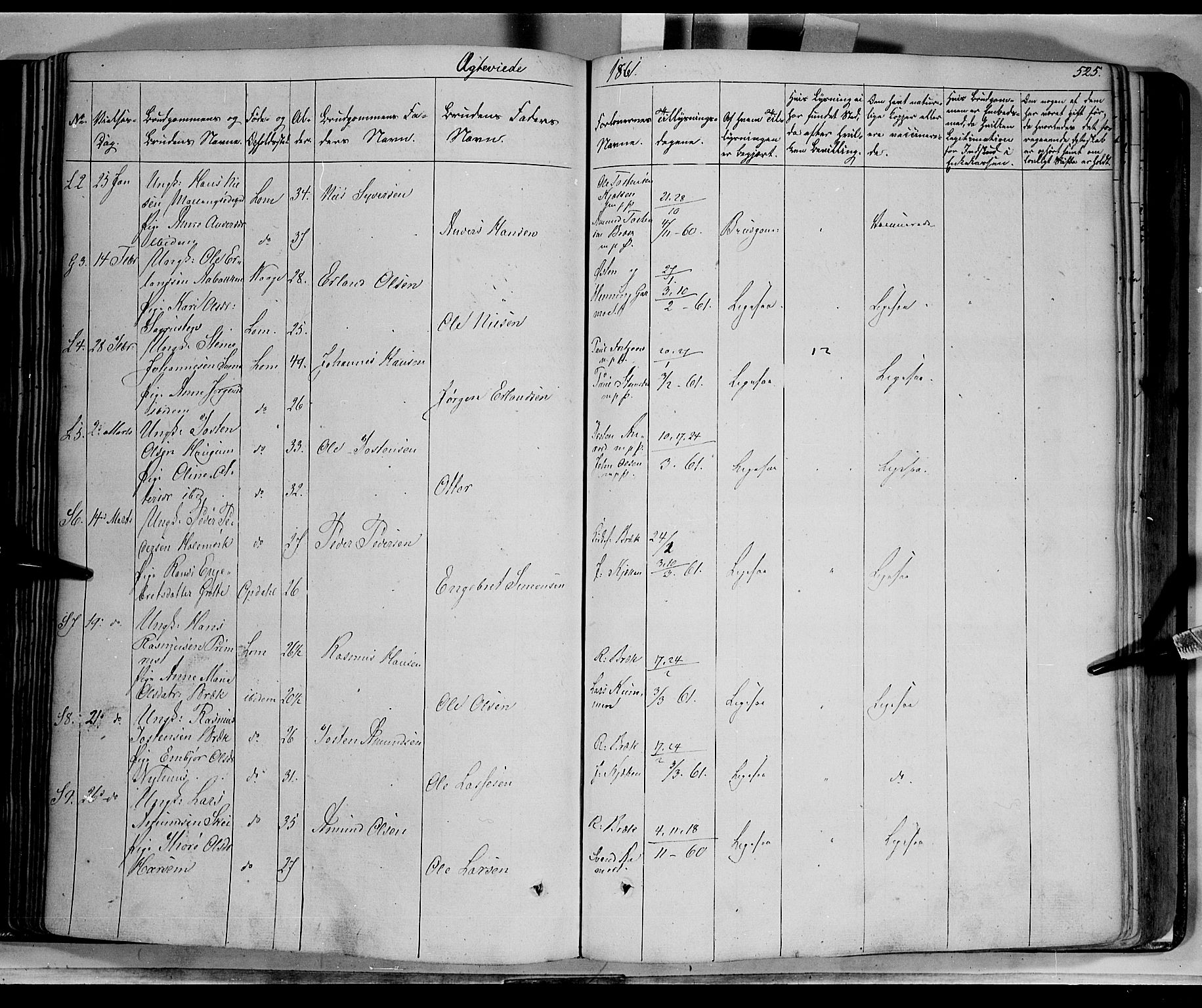 Lom prestekontor, SAH/PREST-070/K/L0006: Parish register (official) no. 6B, 1837-1863, p. 525