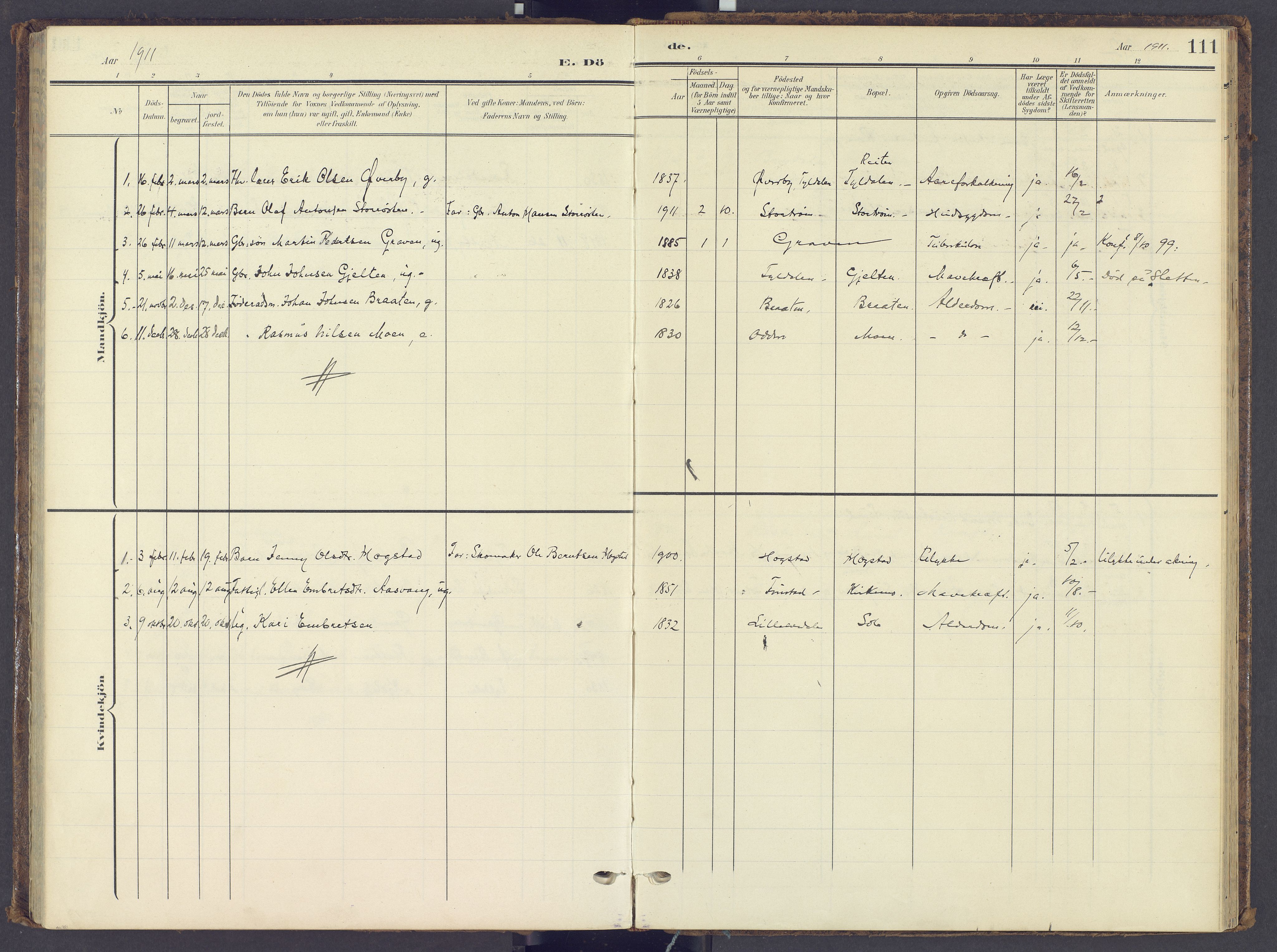 Tynset prestekontor, SAH/PREST-058/H/Ha/Haa/L0028: Parish register (official) no. 28, 1902-1929, p. 111