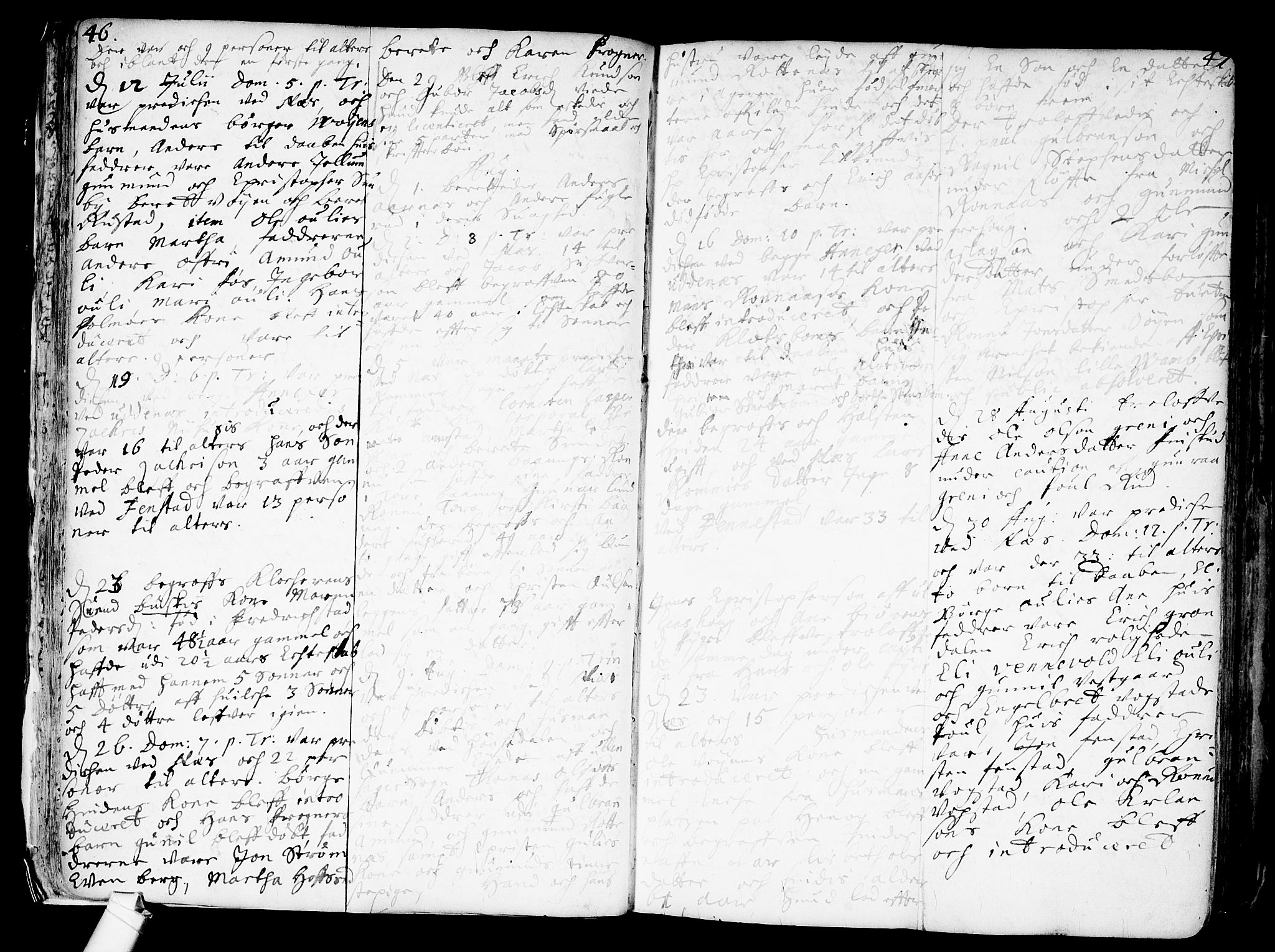 Nes prestekontor Kirkebøker, AV/SAO-A-10410/F/Fa/L0001: Parish register (official) no. I 1, 1689-1716, p. 46-47