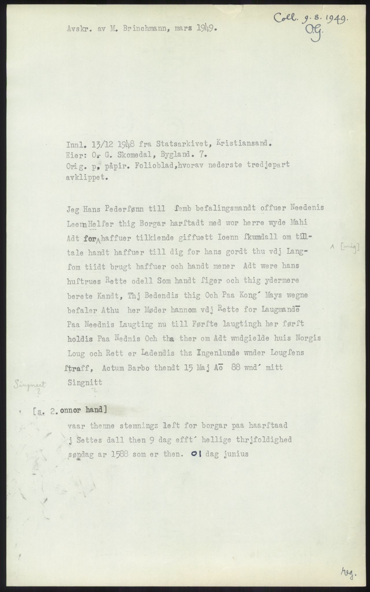 Samlinger til kildeutgivelse, Diplomavskriftsamlingen, AV/RA-EA-4053/H/Ha, p. 779