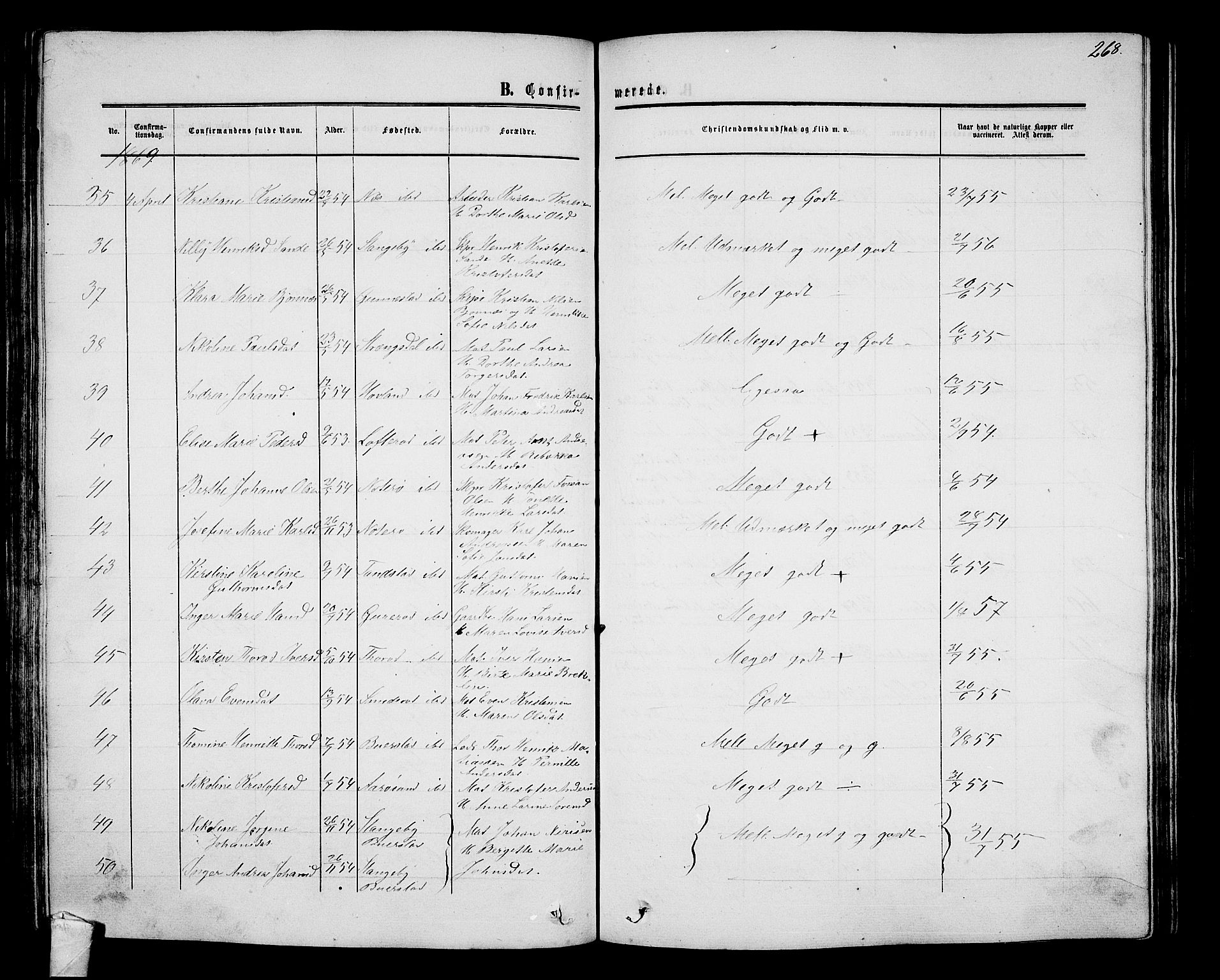 Nøtterøy kirkebøker, AV/SAKO-A-354/G/Ga/L0002: Parish register (copy) no. I 2, 1860-1877, p. 268