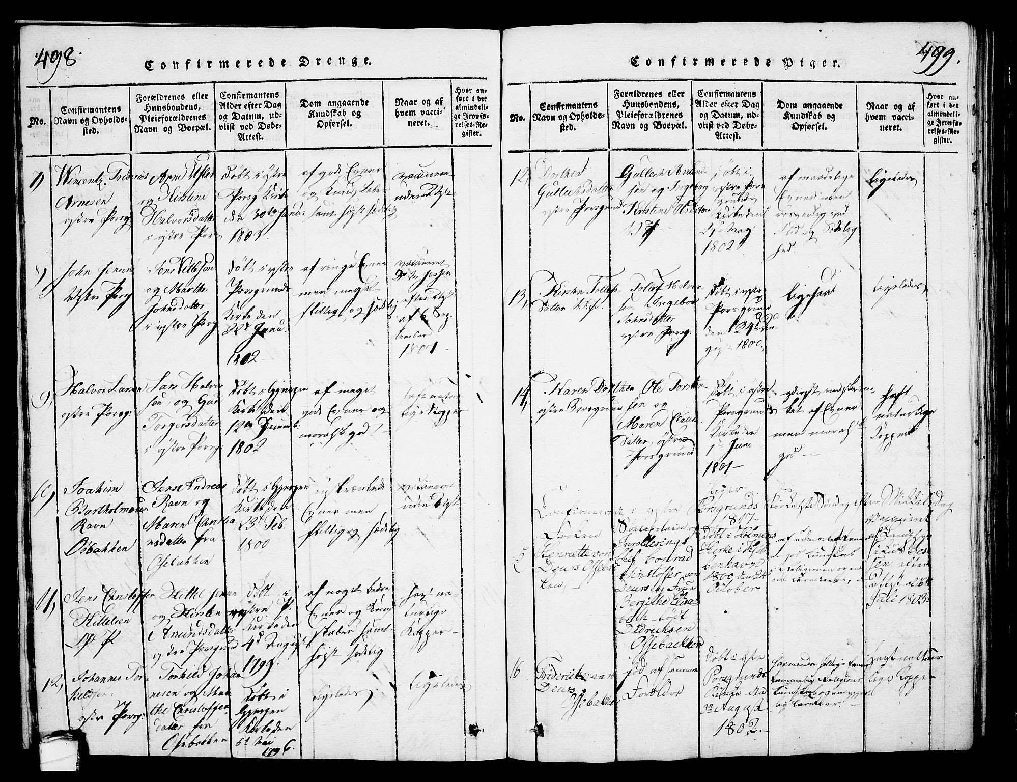 Porsgrunn kirkebøker , SAKO/A-104/G/Gb/L0001: Parish register (copy) no. II 1, 1817-1828, p. 498-499
