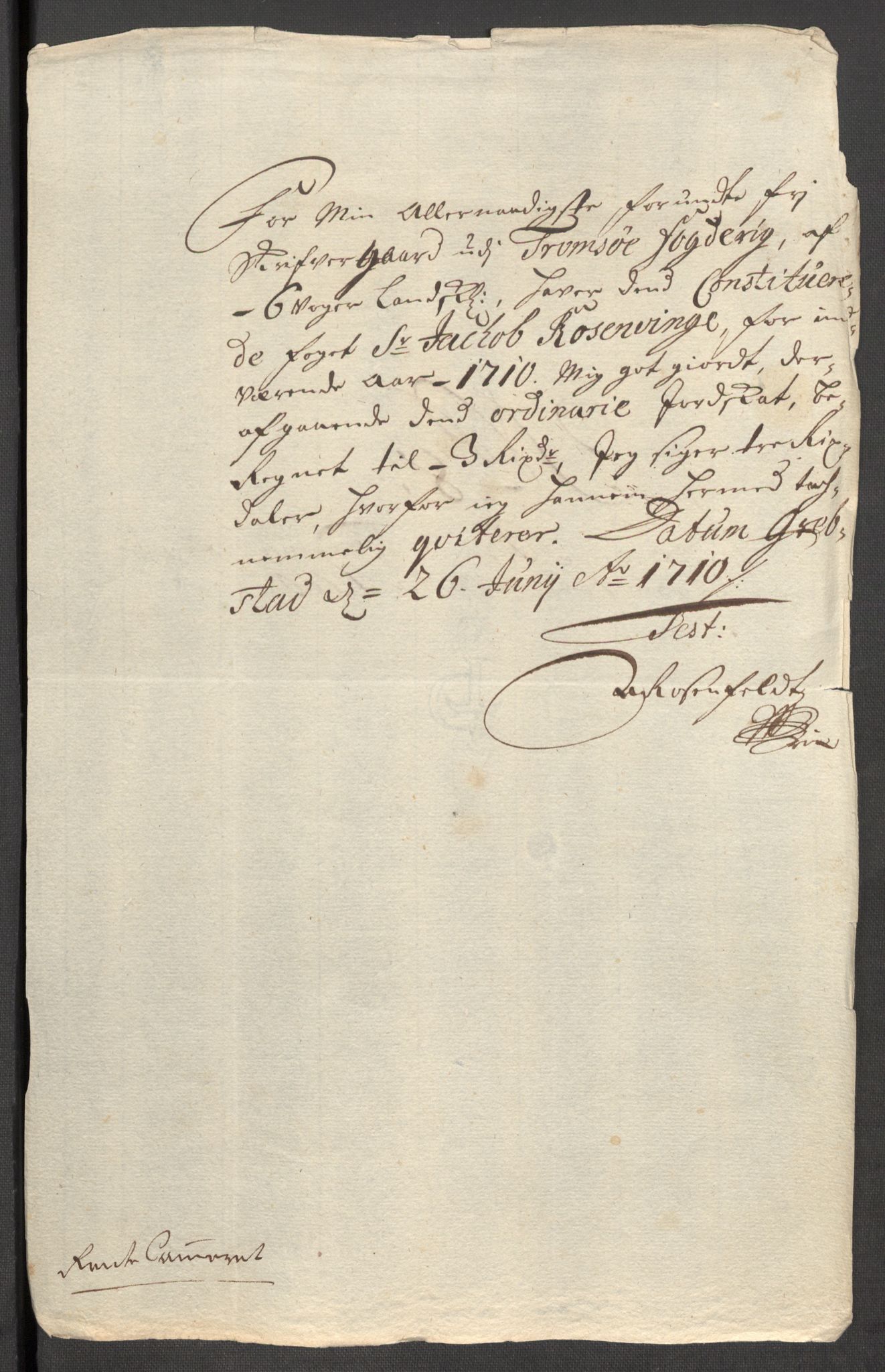 Rentekammeret inntil 1814, Reviderte regnskaper, Fogderegnskap, AV/RA-EA-4092/R68/L4757: Fogderegnskap Senja og Troms, 1708-1710, p. 283