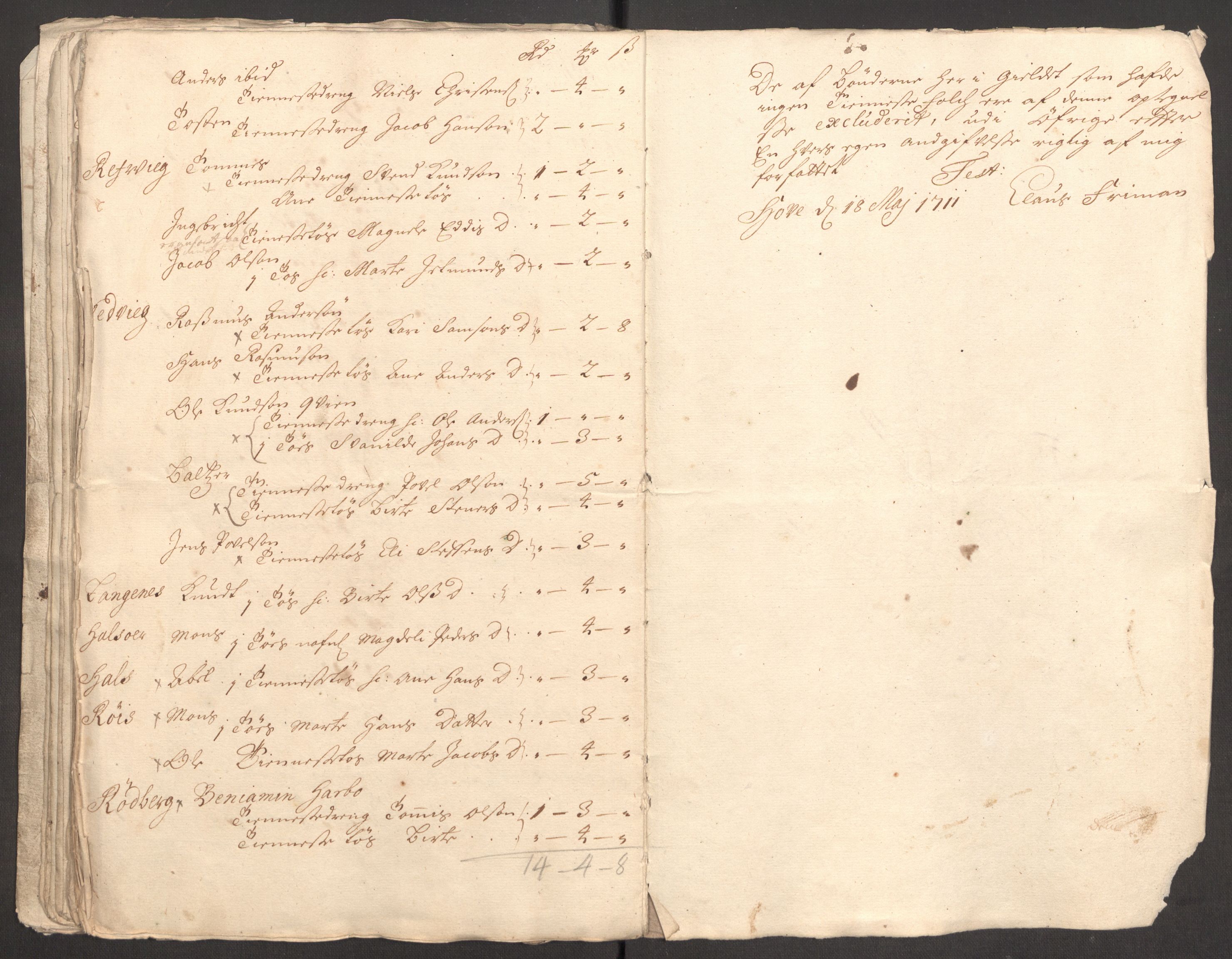 Rentekammeret inntil 1814, Reviderte regnskaper, Fogderegnskap, AV/RA-EA-4092/R53/L3434: Fogderegnskap Sunn- og Nordfjord, 1711, p. 128