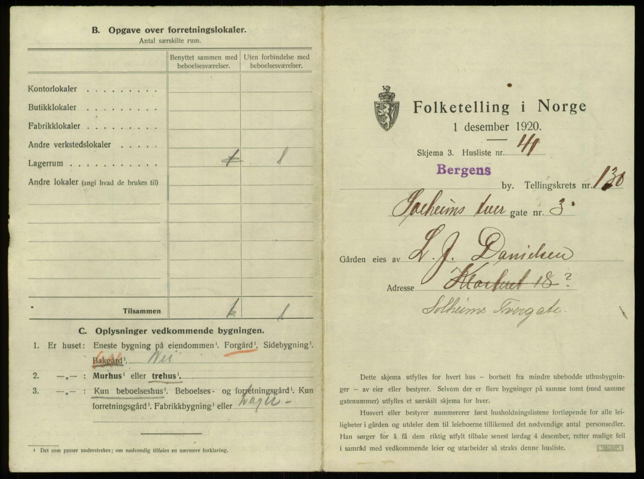 SAB, 1920 census for Bergen, 1920, p. 12215