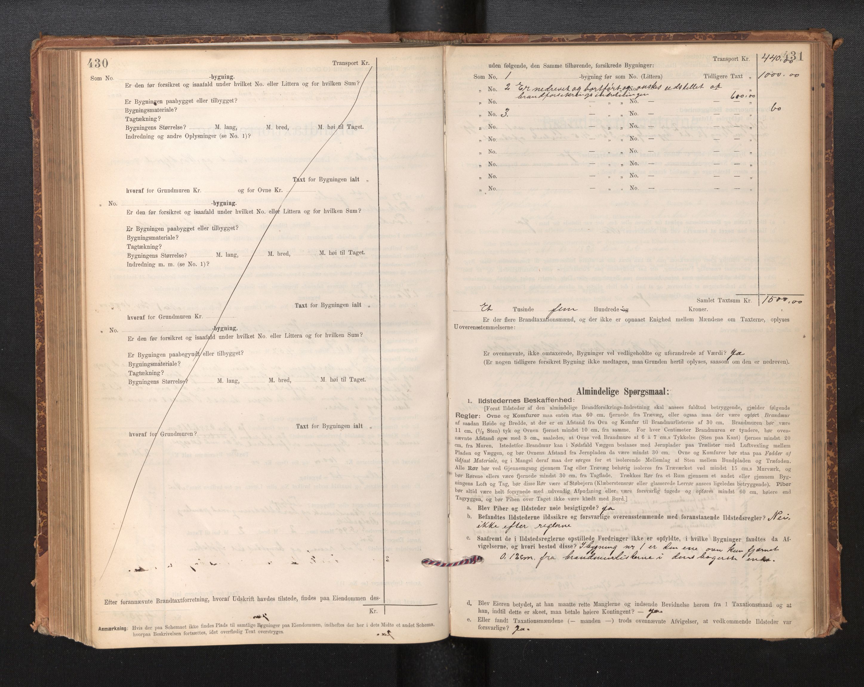 Lensmannen i Førde, AV/SAB-A-27401/0012/L0008: Branntakstprotokoll, skjematakst, 1895-1922, p. 430-431