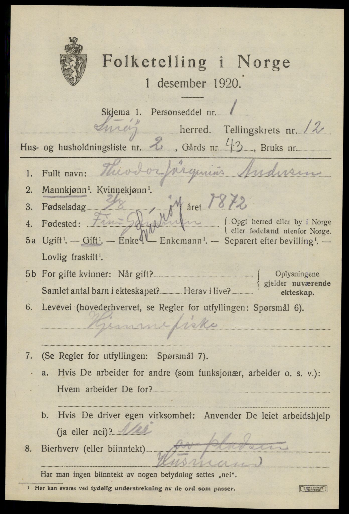 SAT, 1920 census for Lurøy, 1920, p. 4957