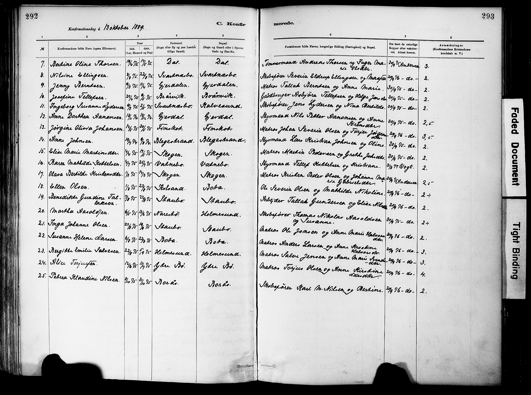 Dypvåg sokneprestkontor, AV/SAK-1111-0007/F/Fa/Fab/L0001: Parish register (official) no. A 1, 1885-1912, p. 292-293