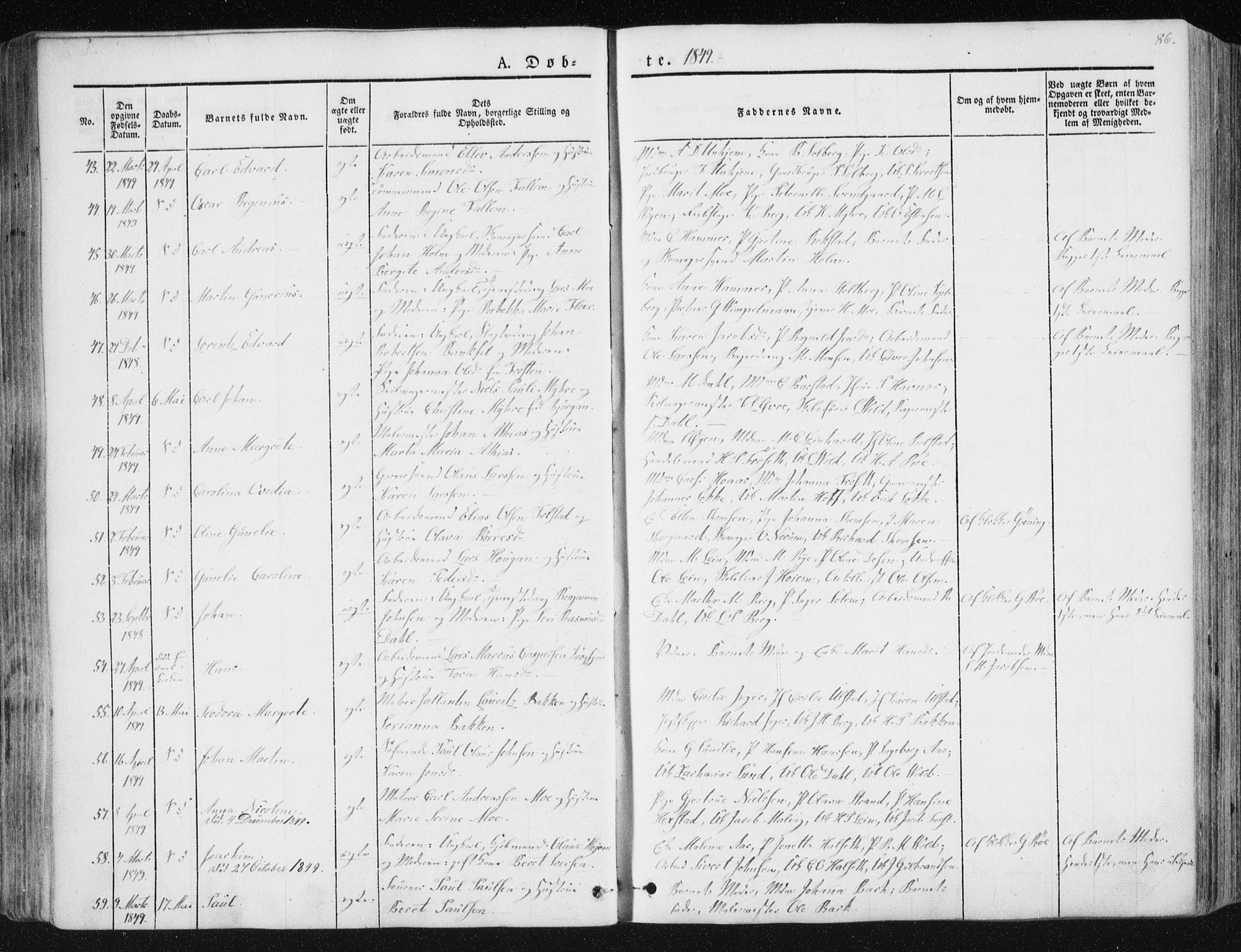 Ministerialprotokoller, klokkerbøker og fødselsregistre - Sør-Trøndelag, AV/SAT-A-1456/602/L0110: Parish register (official) no. 602A08, 1840-1854, p. 86