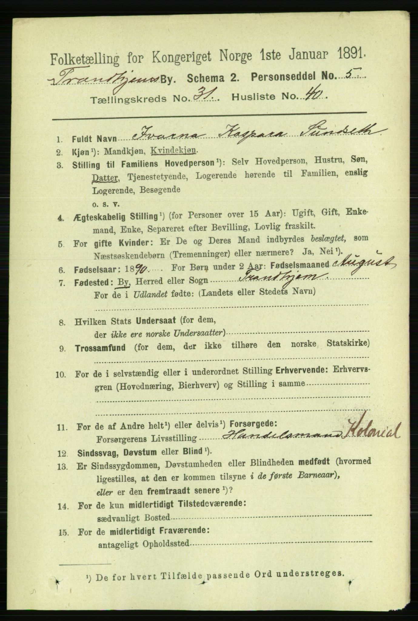 RA, 1891 census for 1601 Trondheim, 1891, p. 23721