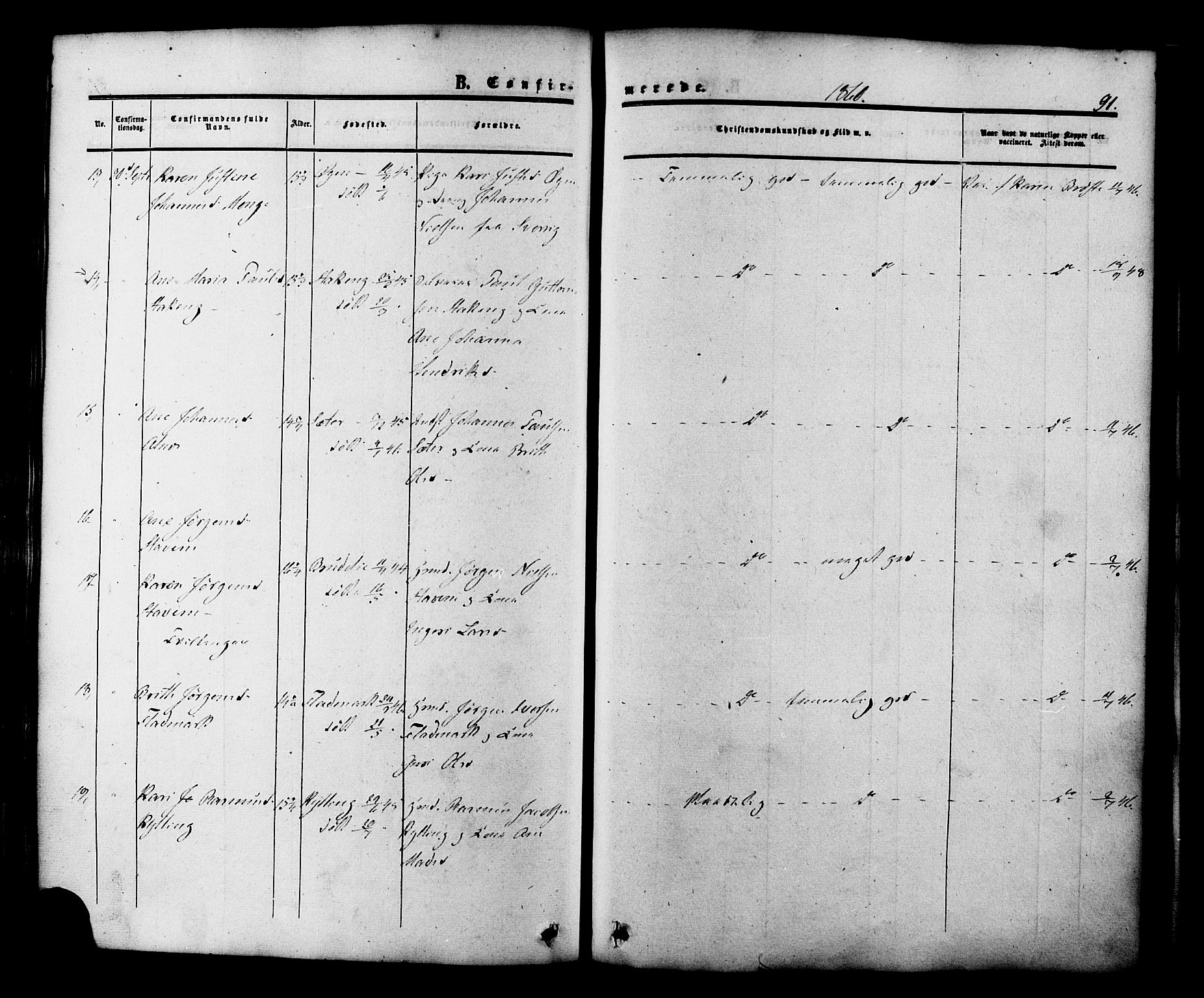 Ministerialprotokoller, klokkerbøker og fødselsregistre - Møre og Romsdal, AV/SAT-A-1454/546/L0594: Parish register (official) no. 546A02, 1854-1882, p. 91