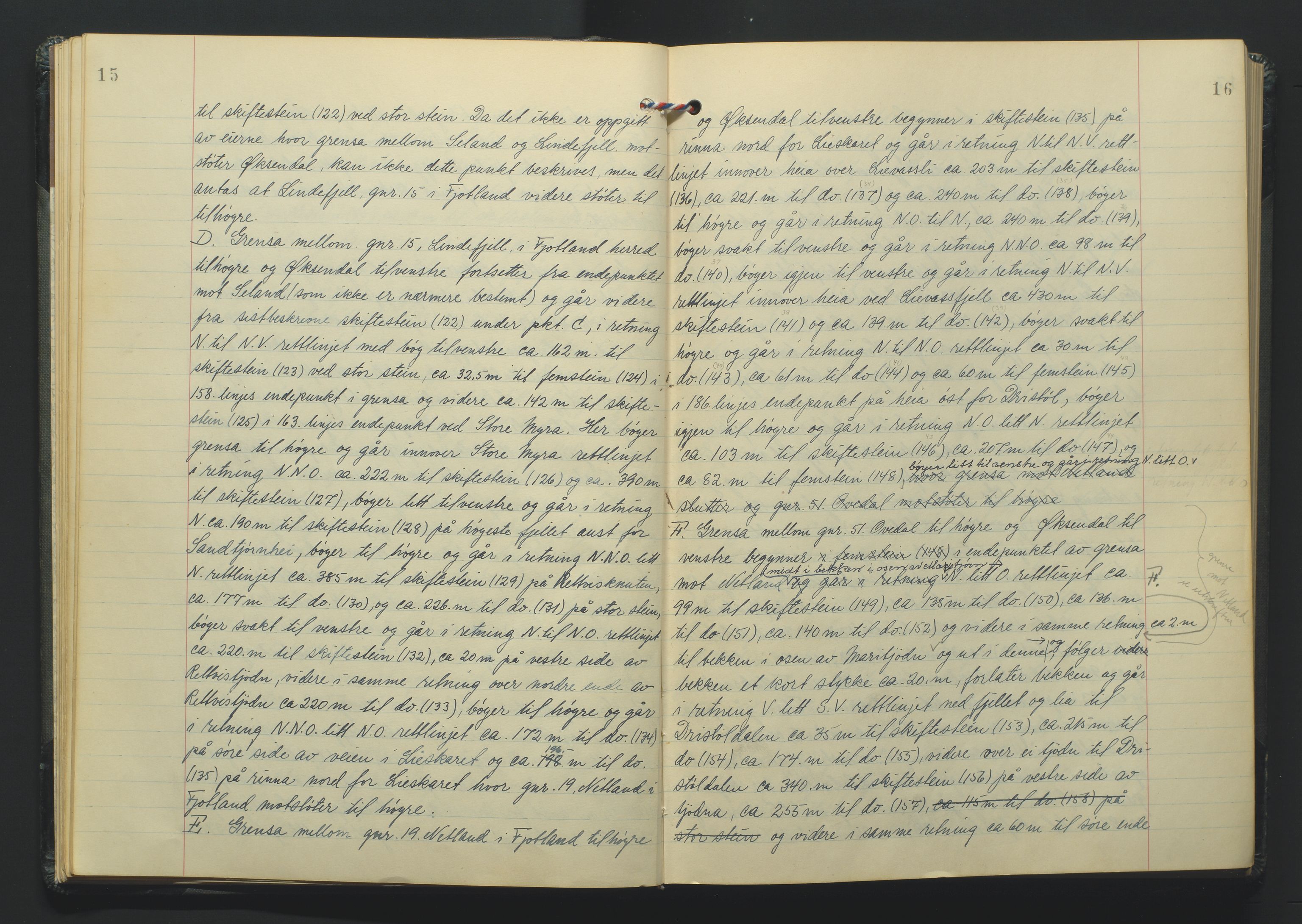 Lista jordskifterett, AV/SAK-1541-0005/F/Fa/L0003: Jordskifterettsbok Flekkefjord domssokn, med gårdsregister nr 9, 1956-1963, p. 15-16