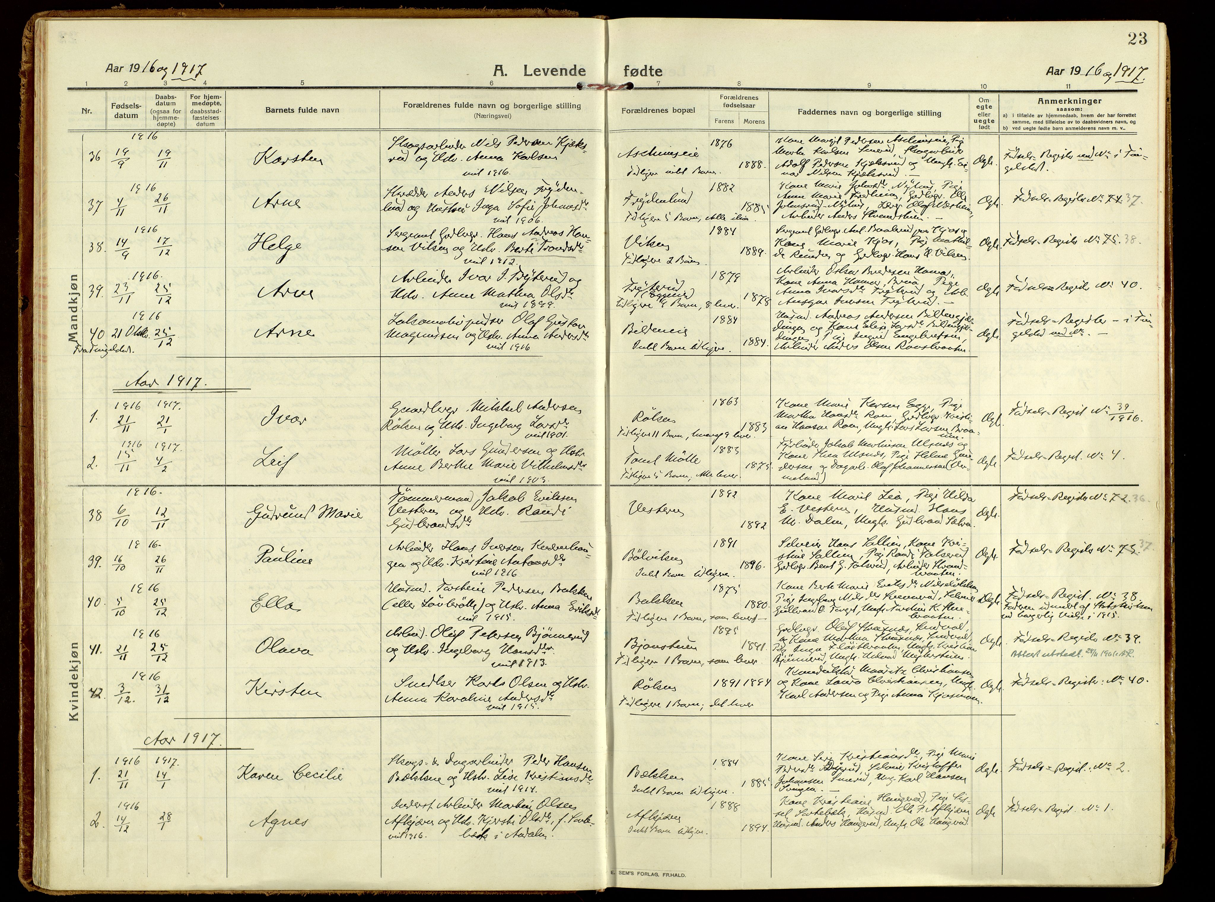 Brandbu prestekontor, AV/SAH-PREST-114/H/Ha/Haa/L0004: Parish register (official) no. 4, 1913-1923, p. 23