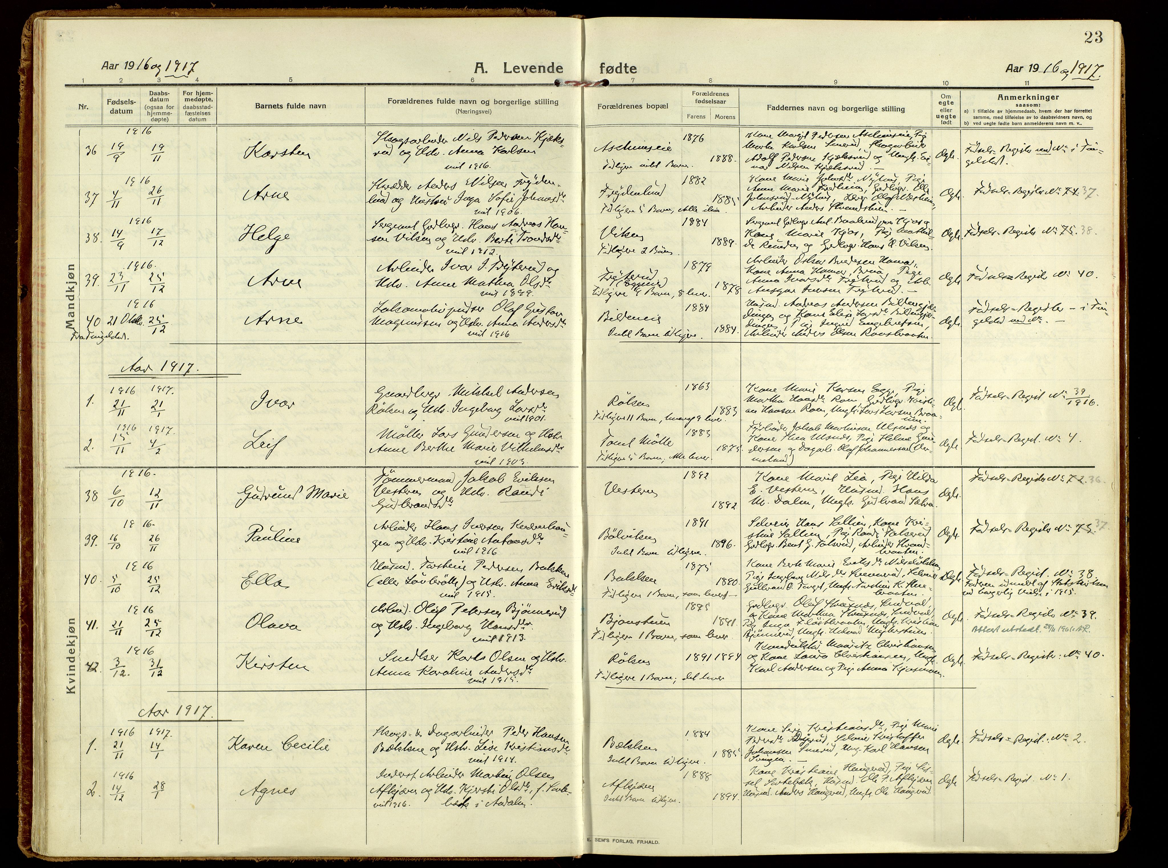 Brandbu prestekontor, SAH/PREST-114/H/Ha/Haa/L0004: Parish register (official) no. 4, 1913-1923, p. 23