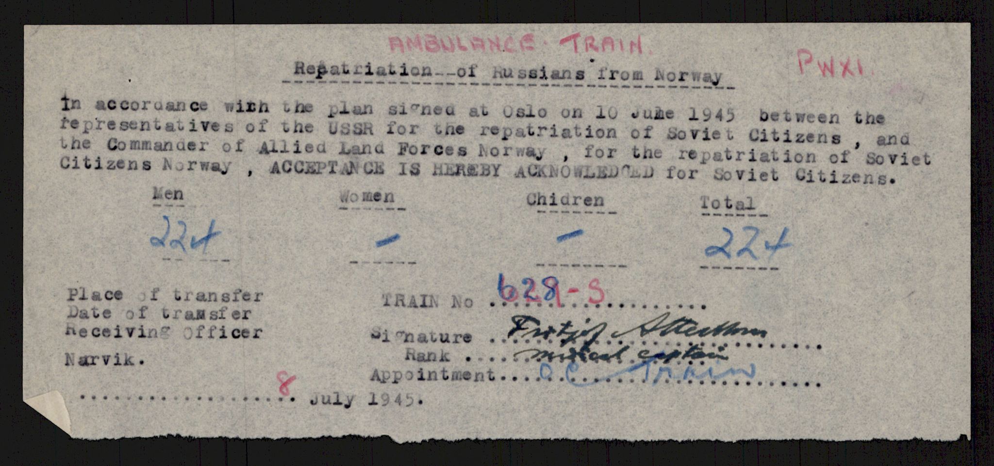 Flyktnings- og fangedirektoratet, Repatrieringskontoret, AV/RA-S-1681/D/Db/L0016: Displaced Persons (DPs) og sivile tyskere, 1945-1948, p. 1000
