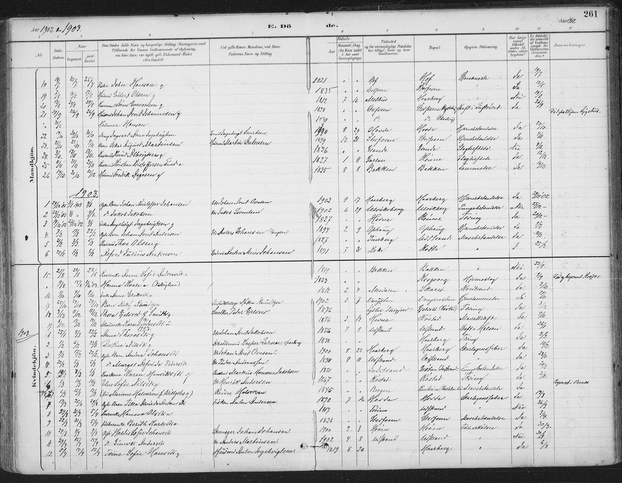 Ministerialprotokoller, klokkerbøker og fødselsregistre - Sør-Trøndelag, SAT/A-1456/659/L0743: Parish register (official) no. 659A13, 1893-1910, p. 261
