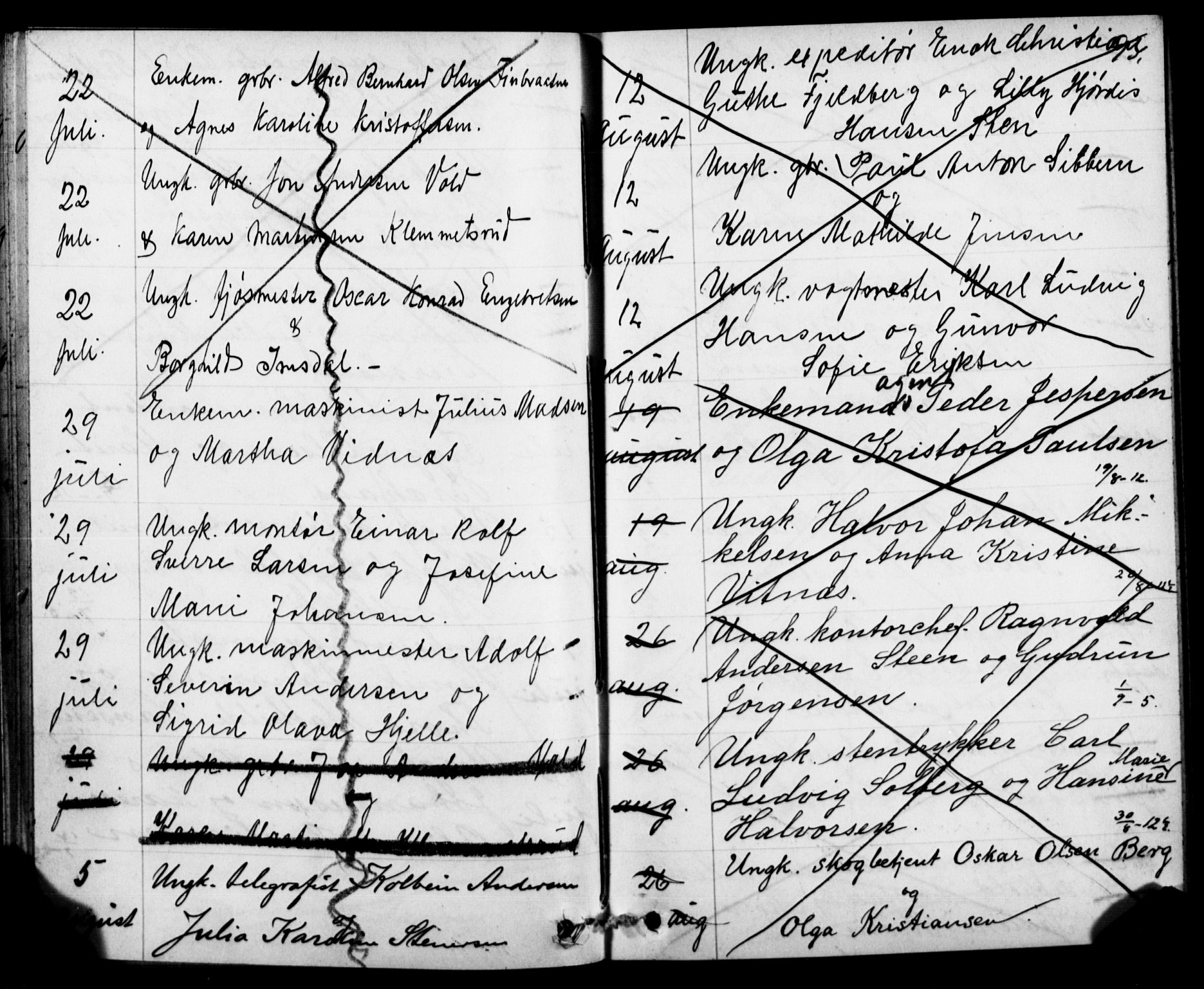 Oslo domkirke Kirkebøker, SAO/A-10752/H/Ha/L0005: Banns register no. 5, 1913-1919, p. 92-93