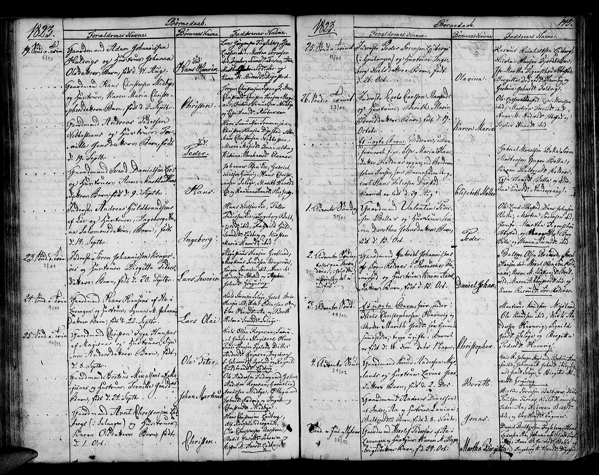 Ibestad sokneprestembete, AV/SATØ-S-0077/H/Ha/Haa/L0004kirke: Parish register (official) no. 4, 1801-1824, p. 145