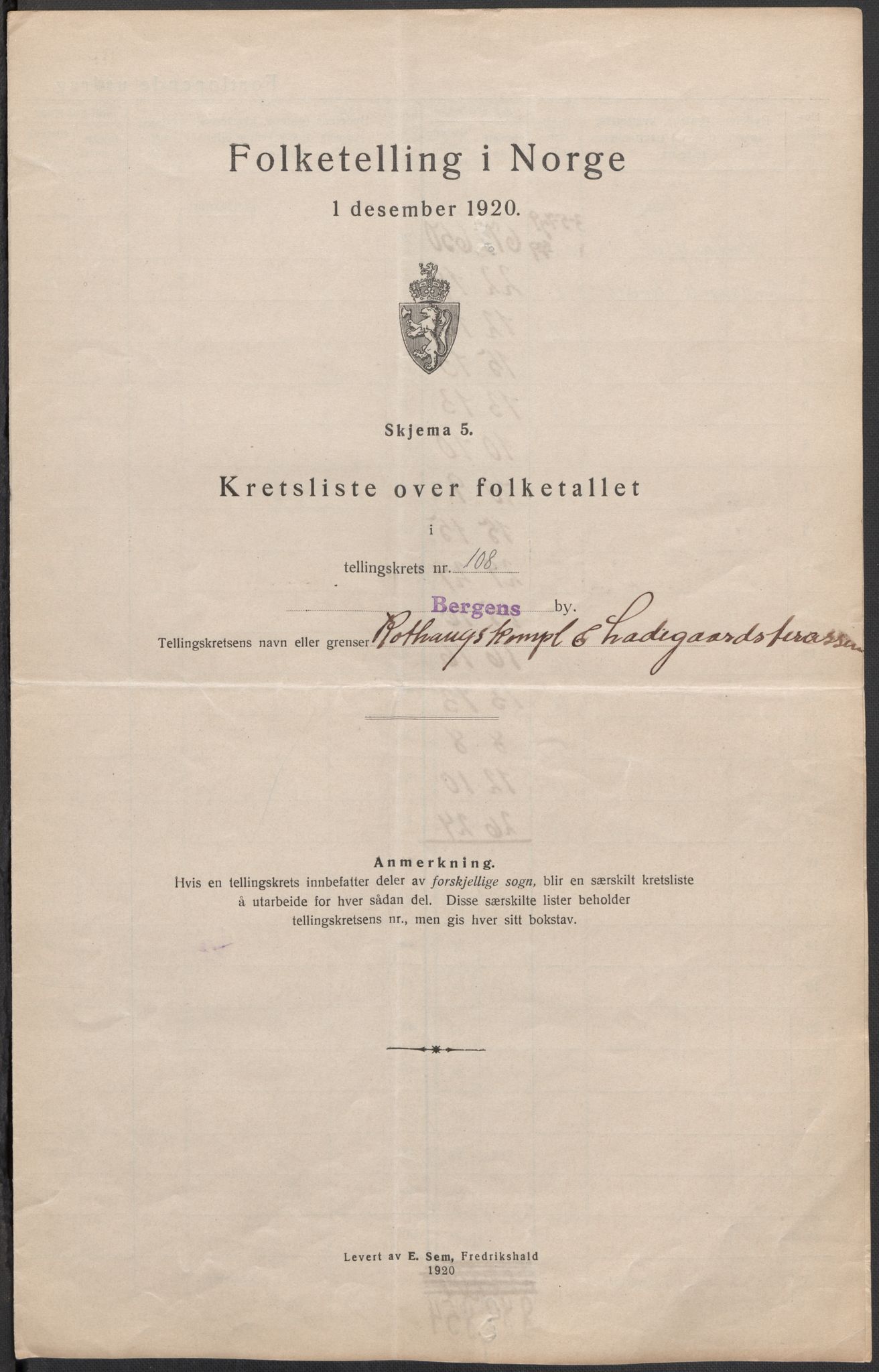 SAB, 1920 census for Bergen, 1920, p. 339