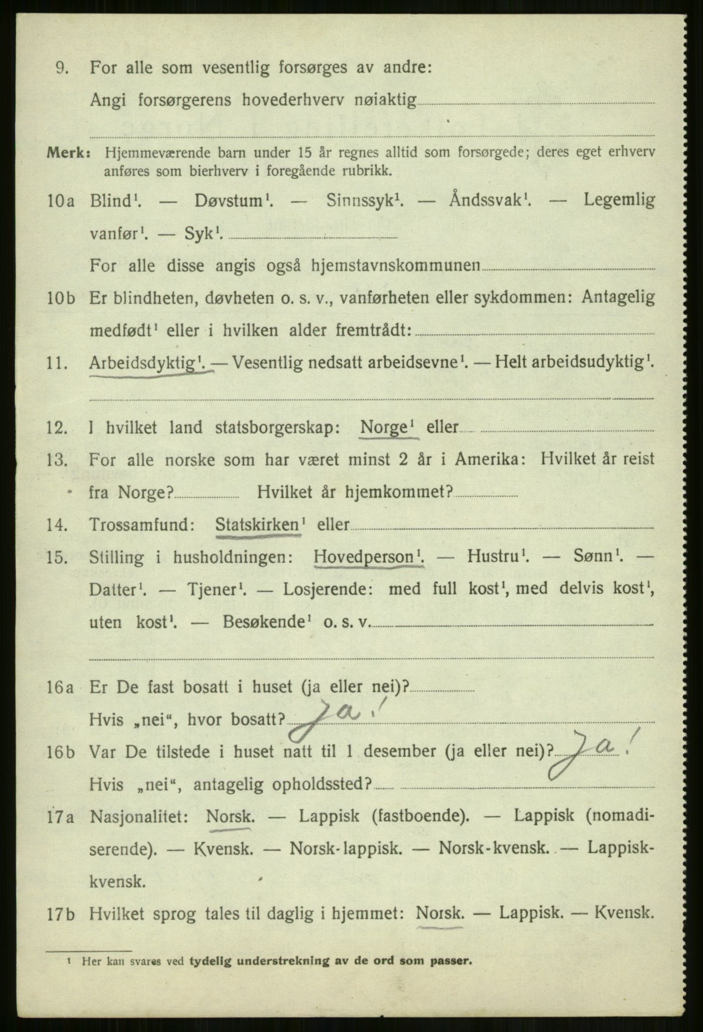 SATØ, 1920 census for Lyngen, 1920, p. 7910