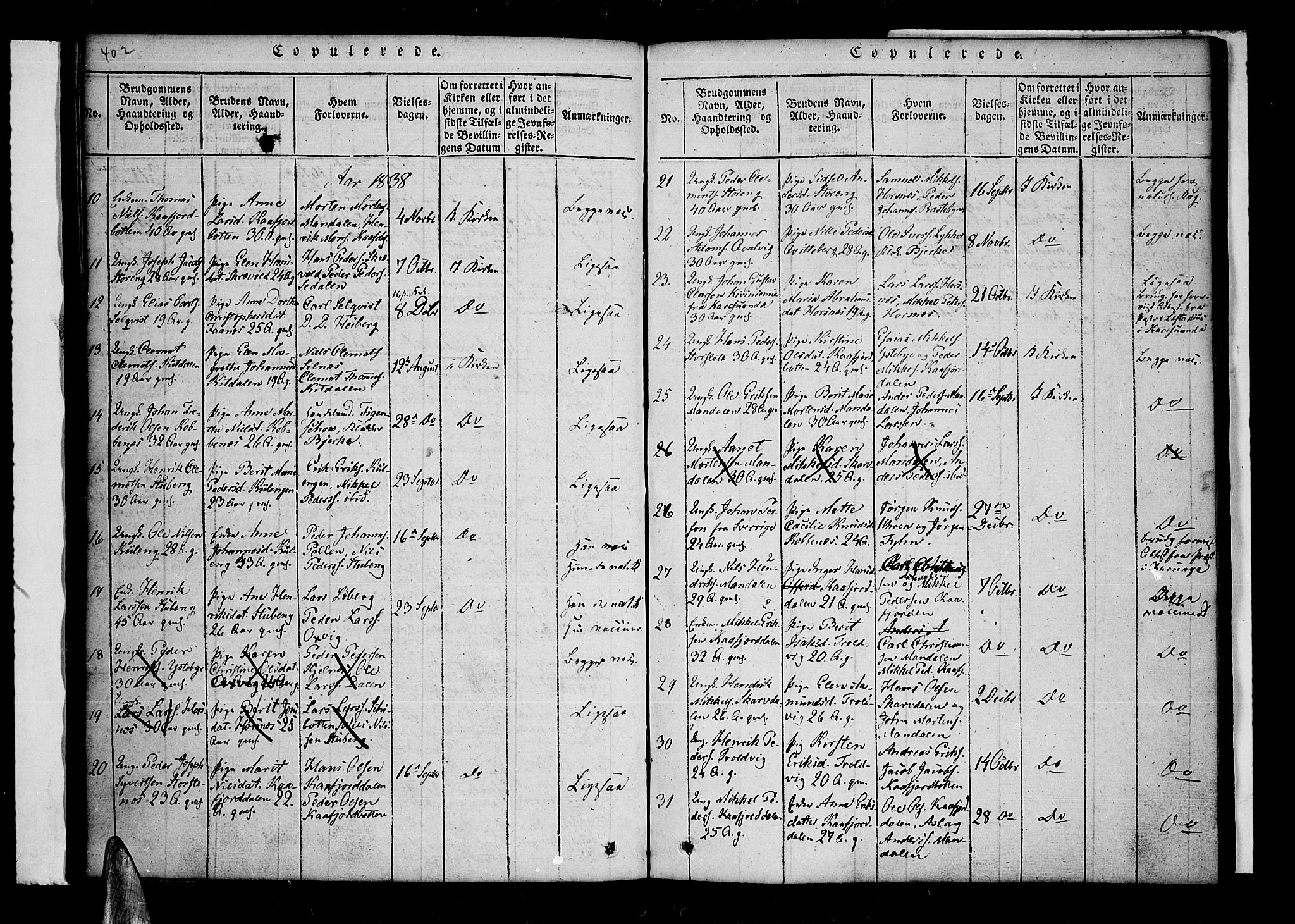 Lyngen sokneprestembete, SATØ/S-1289/H/He/Hea/L0003kirke: Parish register (official) no. 3, 1822-1838, p. 402-403