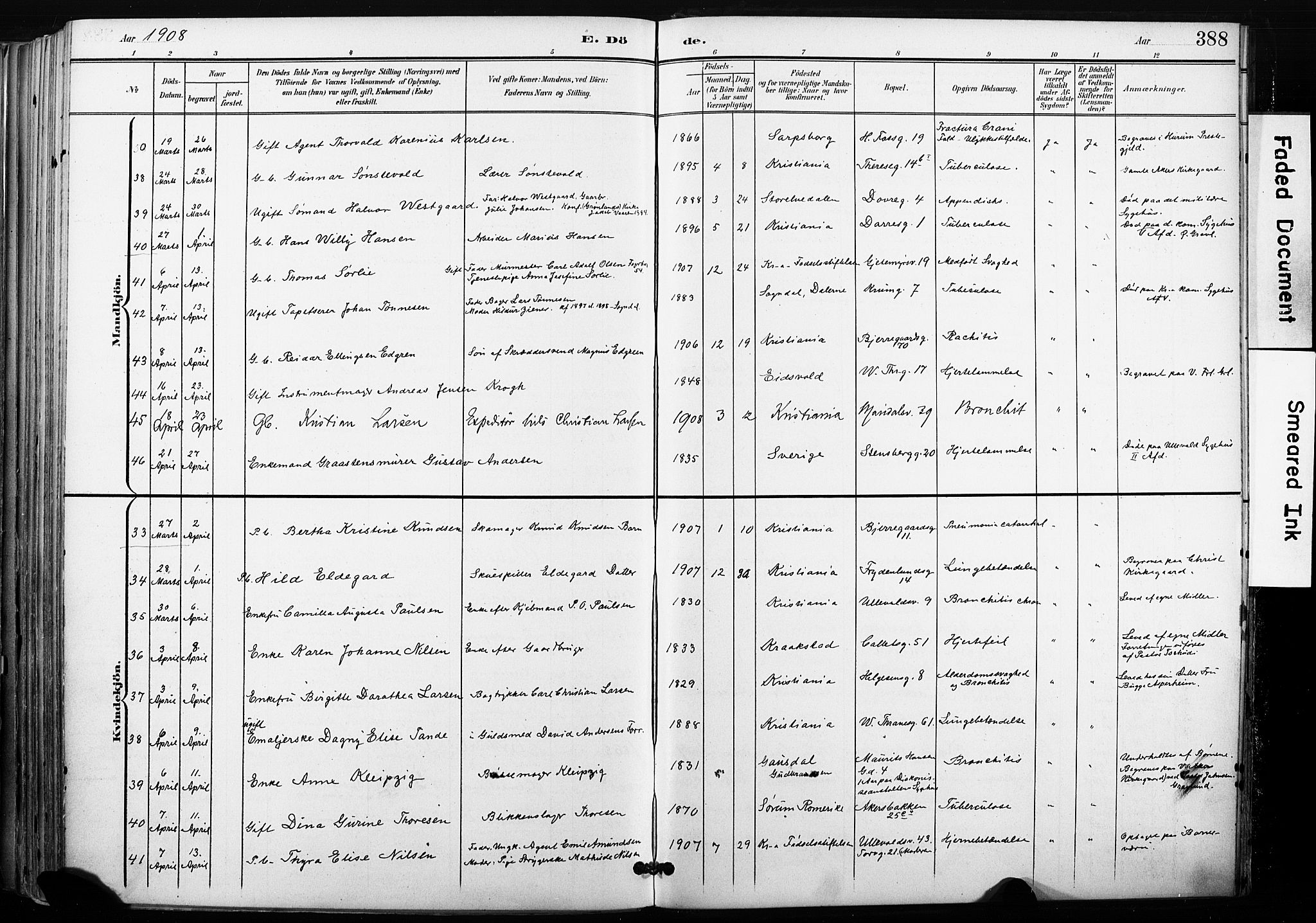 Gamle Aker prestekontor Kirkebøker, SAO/A-10617a/F/L0013: Parish register (official) no. 13, 1901-1908, p. 388