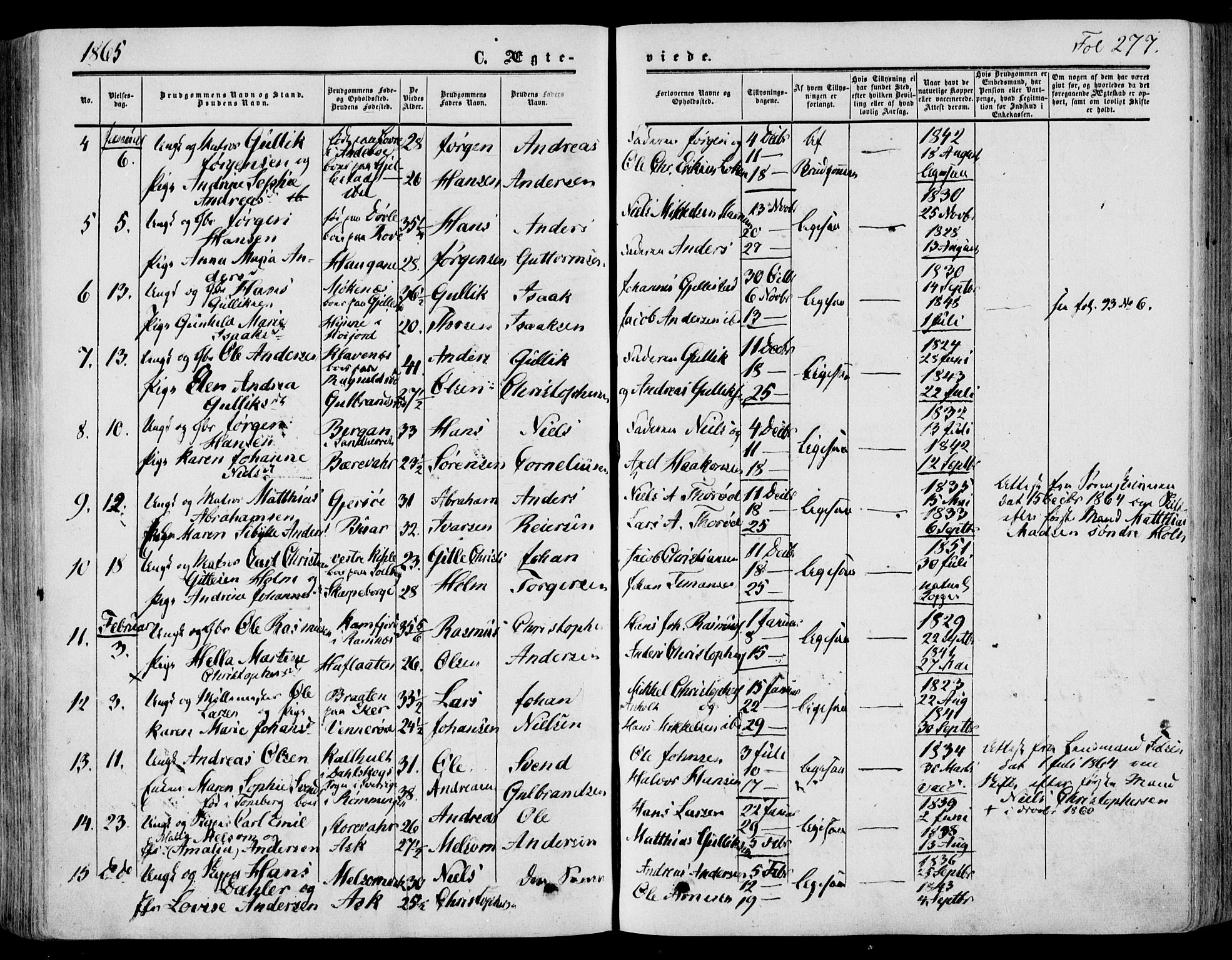 Stokke kirkebøker, AV/SAKO-A-320/F/Fa/L0008: Parish register (official) no. I 8, 1858-1871, p. 277