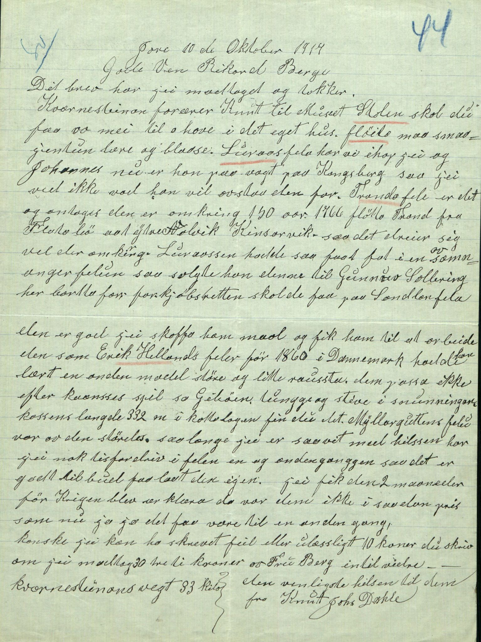 Rikard Berge, TEMU/TGM-A-1003/F/L0009/0001: 341-356 / 341 Brev, også oppskrifter, 1825-1918, p. 44